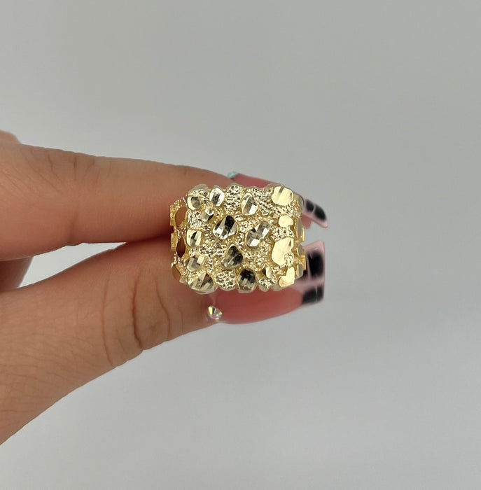 14k Gold Nugget Men’s Ring . R60-12