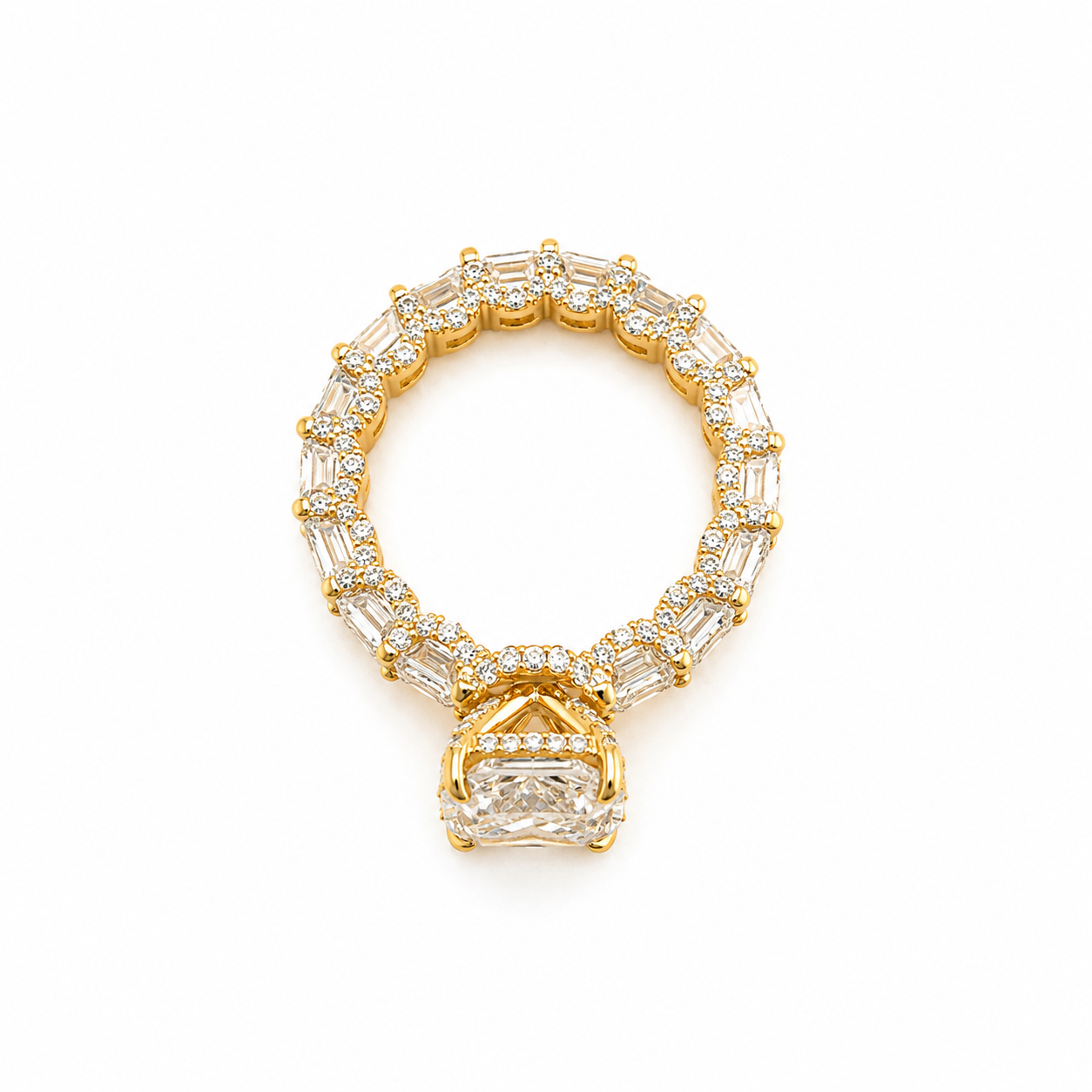 14k Gold Custom Radiant Lab Diamond Ring 5.32ct