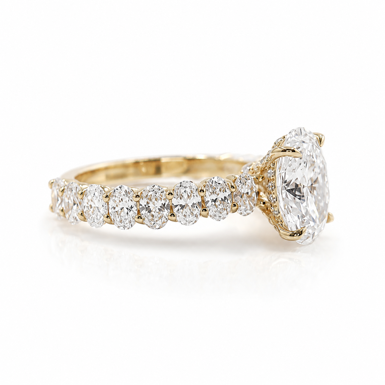14k Gold Oval Lab Diamond Ring 3ct