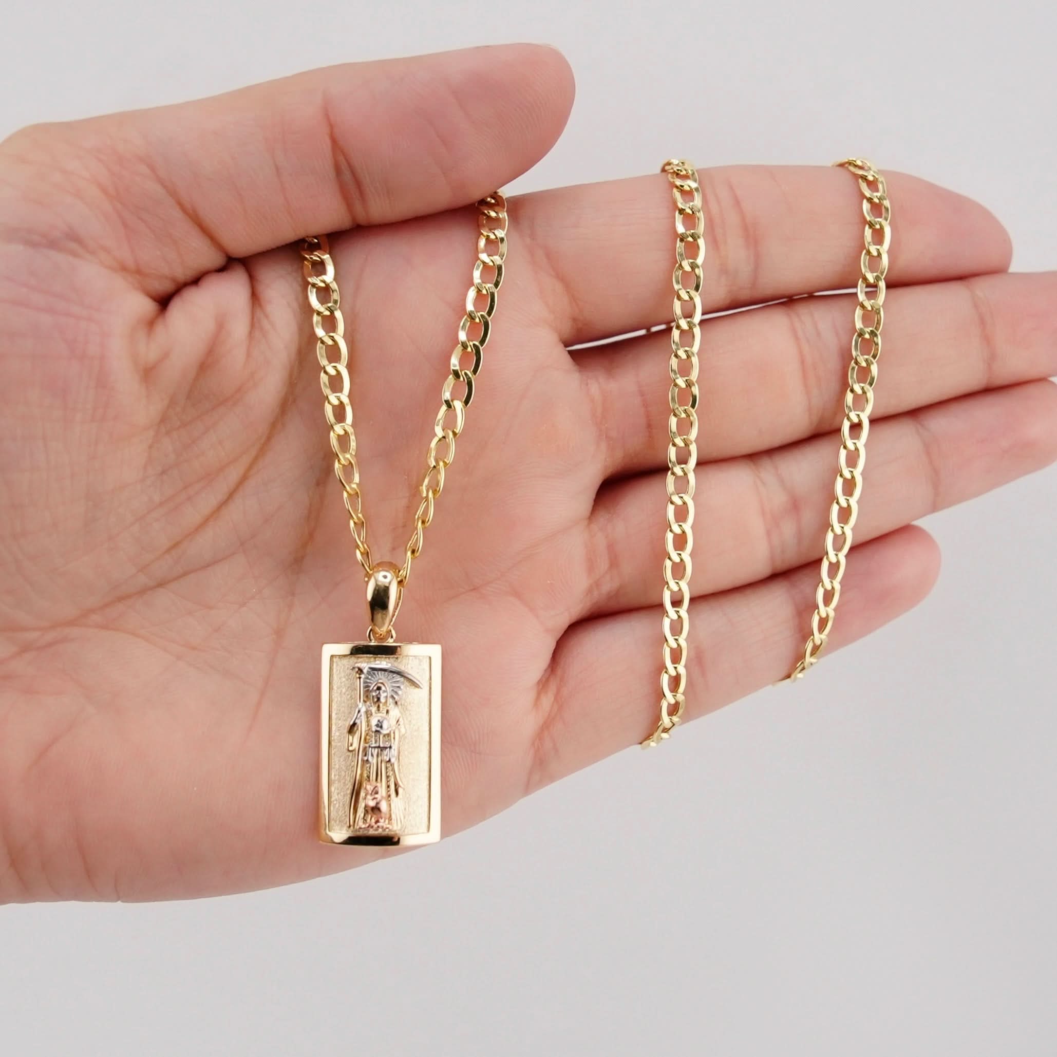 14k Gold Santa Muerte Chain Set