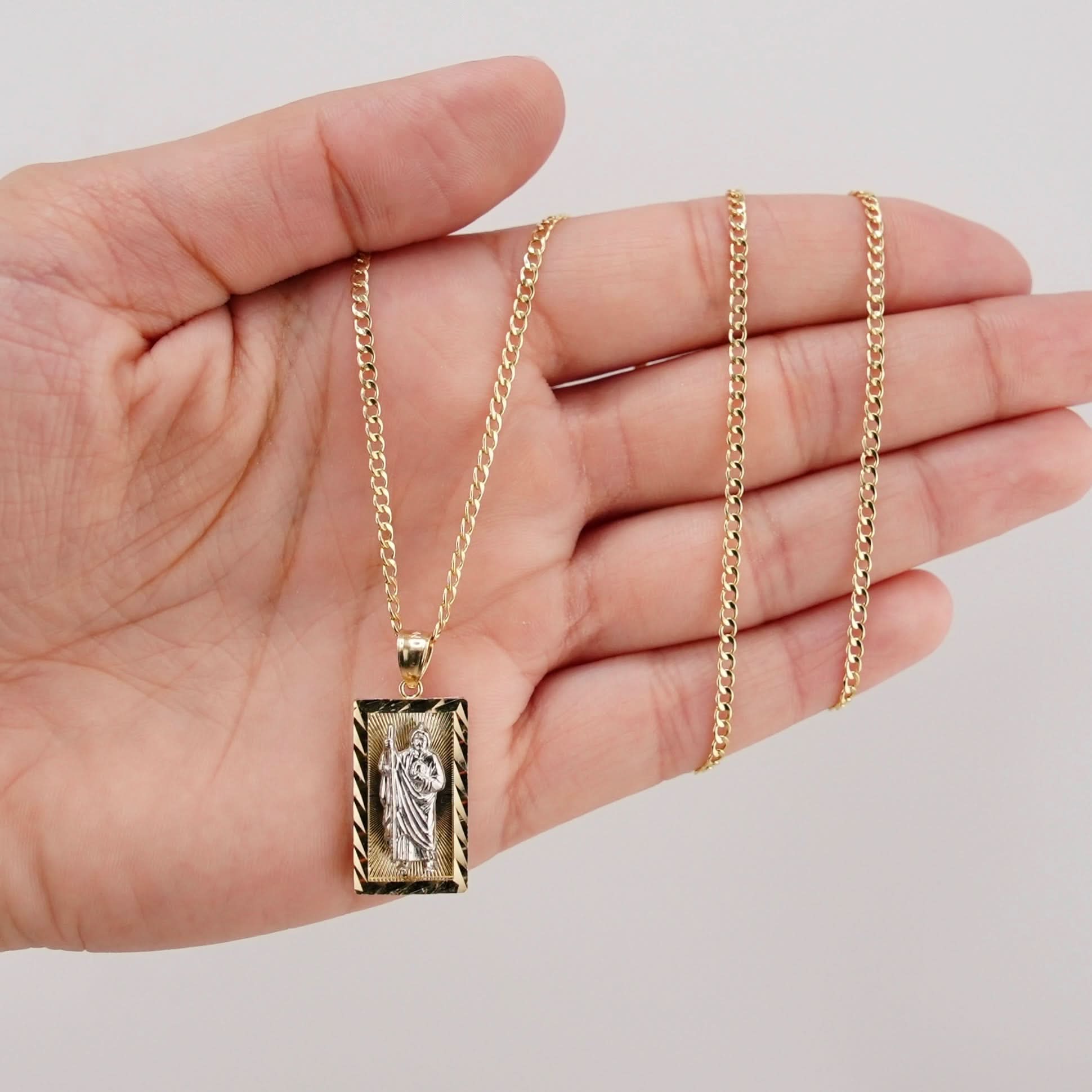 14k Gold San Judas Chain Set