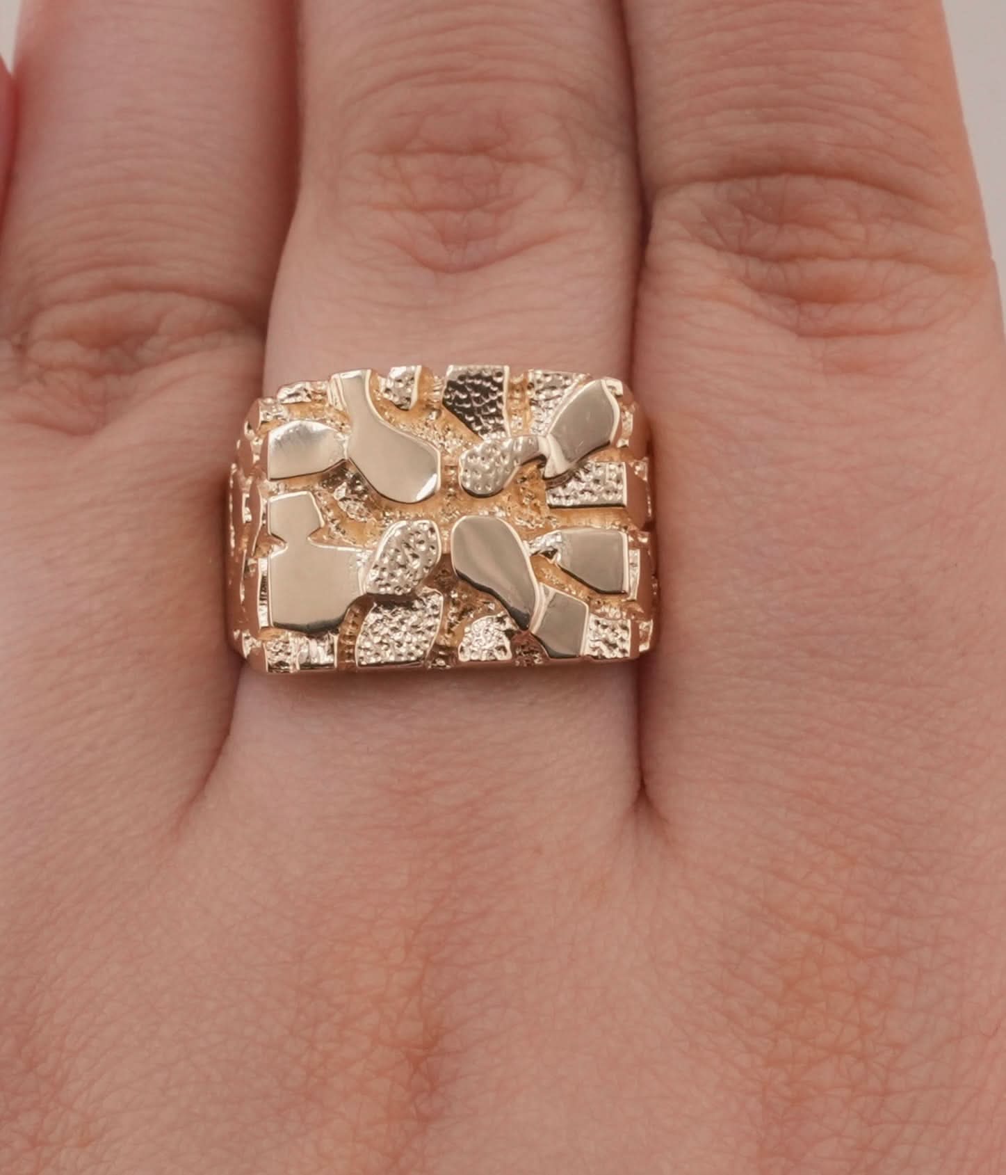 14K Gold Nugget Men's Ring