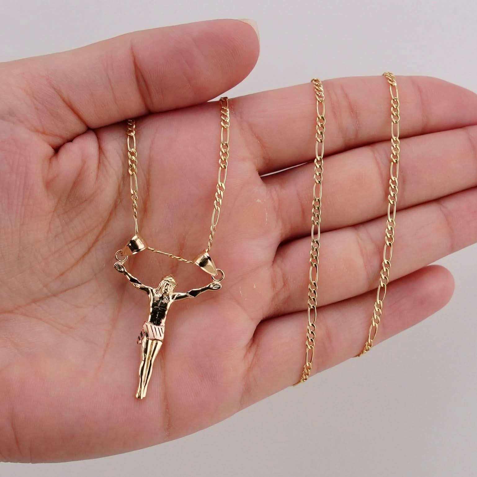 14k Gold Small Jesus Chain Set