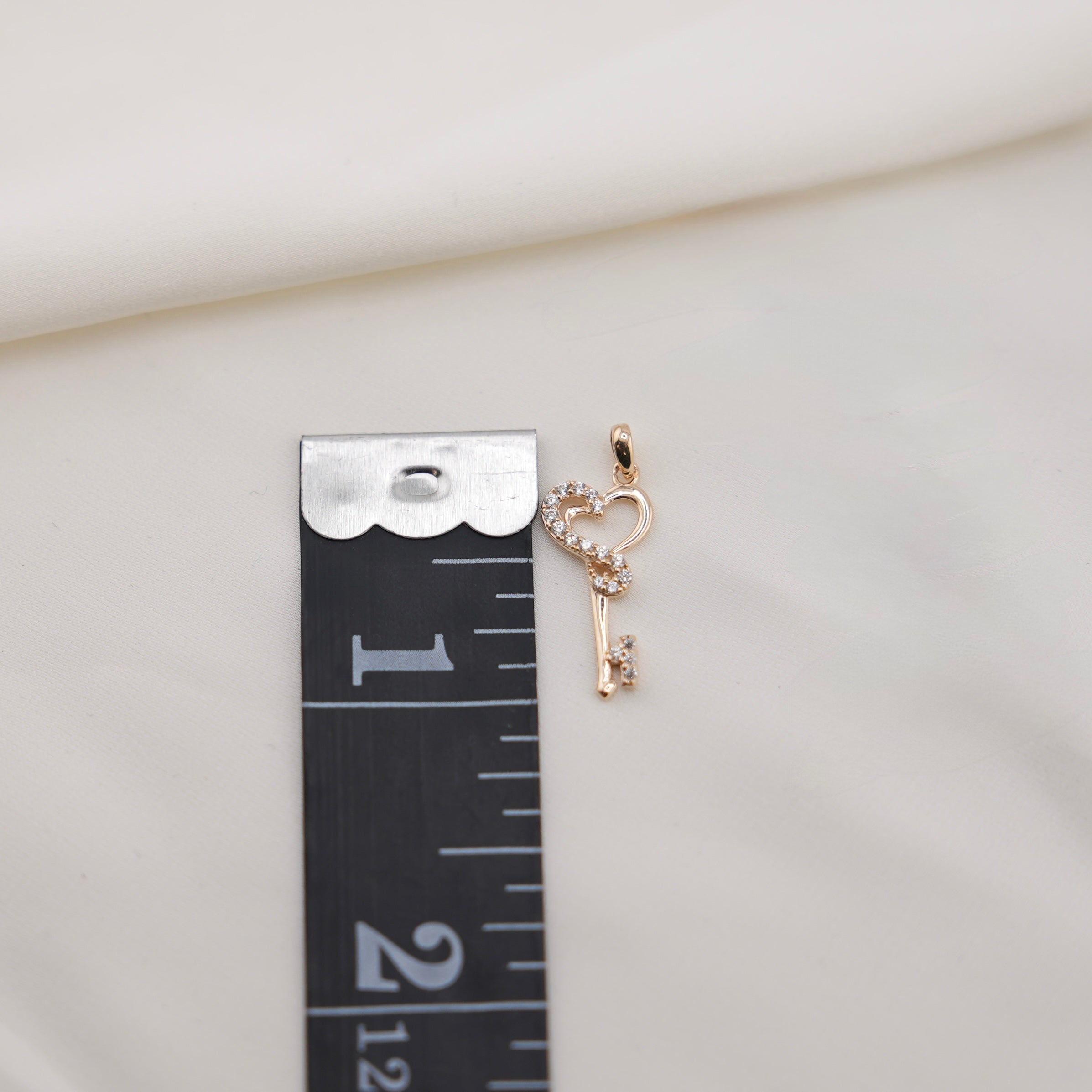 14k Gold Small Heart Key Chain Set