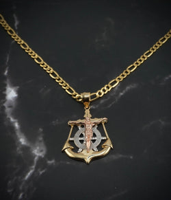 14k Gold Anchor Pendant or Chain Set . PT0113