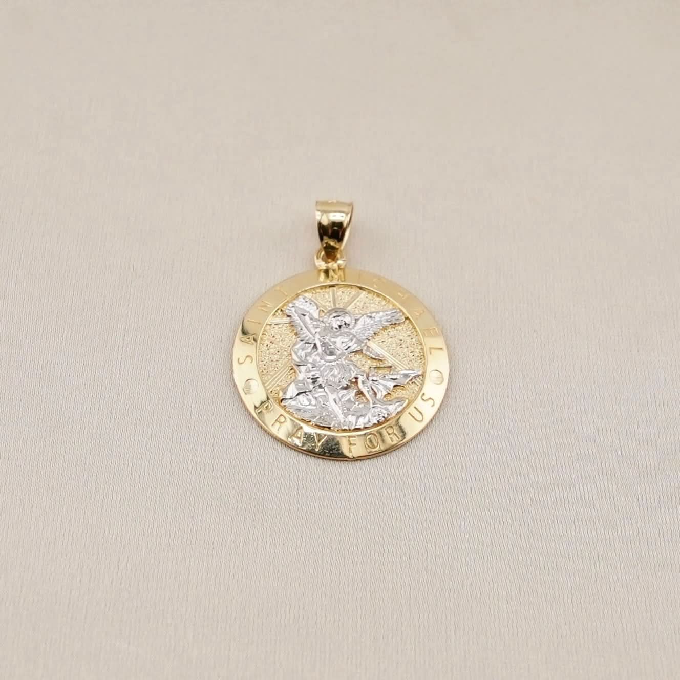 14k Gold Saint Michael Archangel Pendant