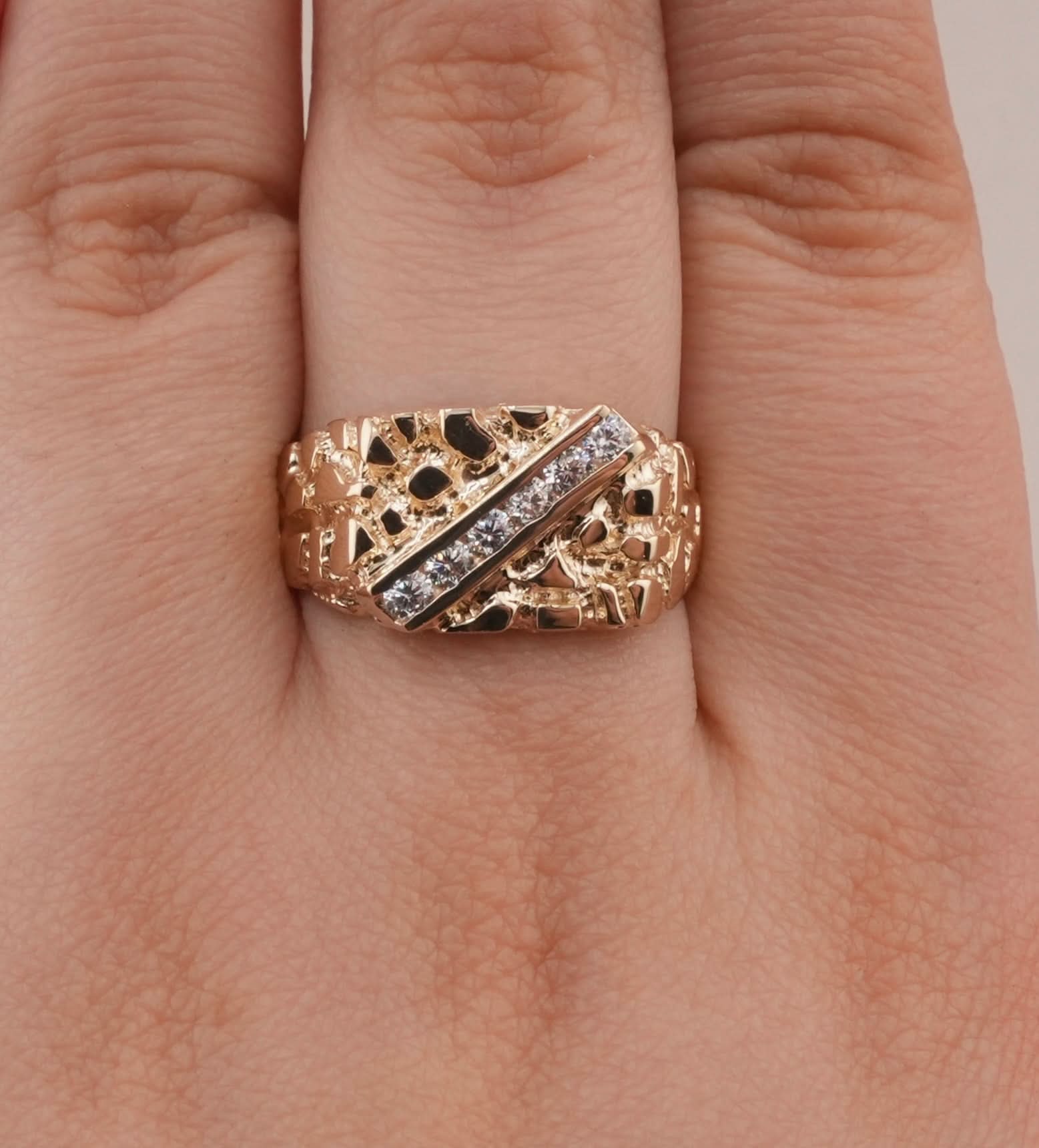 14K Gold Nugget Men's Ring