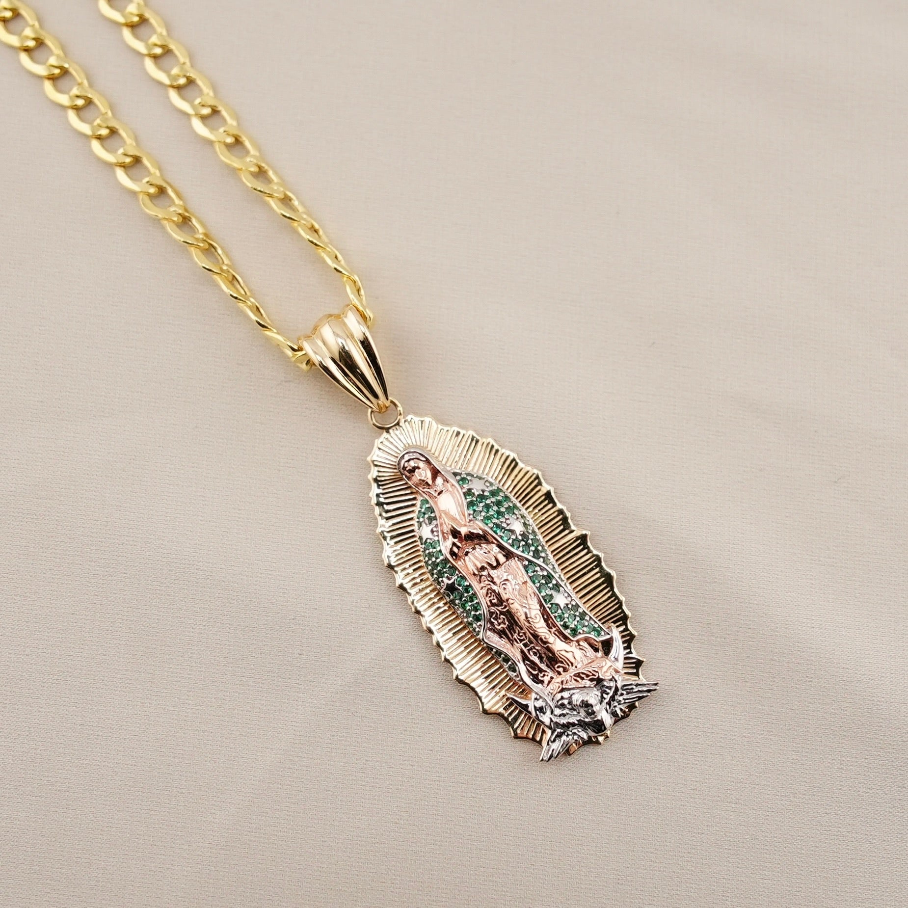 14k Gold Large Virgencita Chain Set