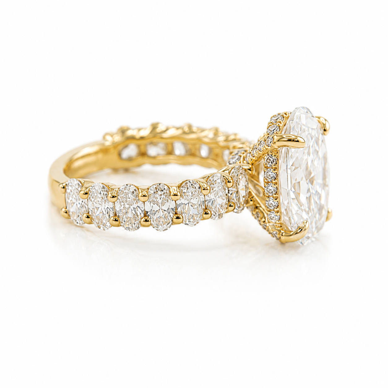14k Gold Oval Lab Diamond Ring 5.21ct