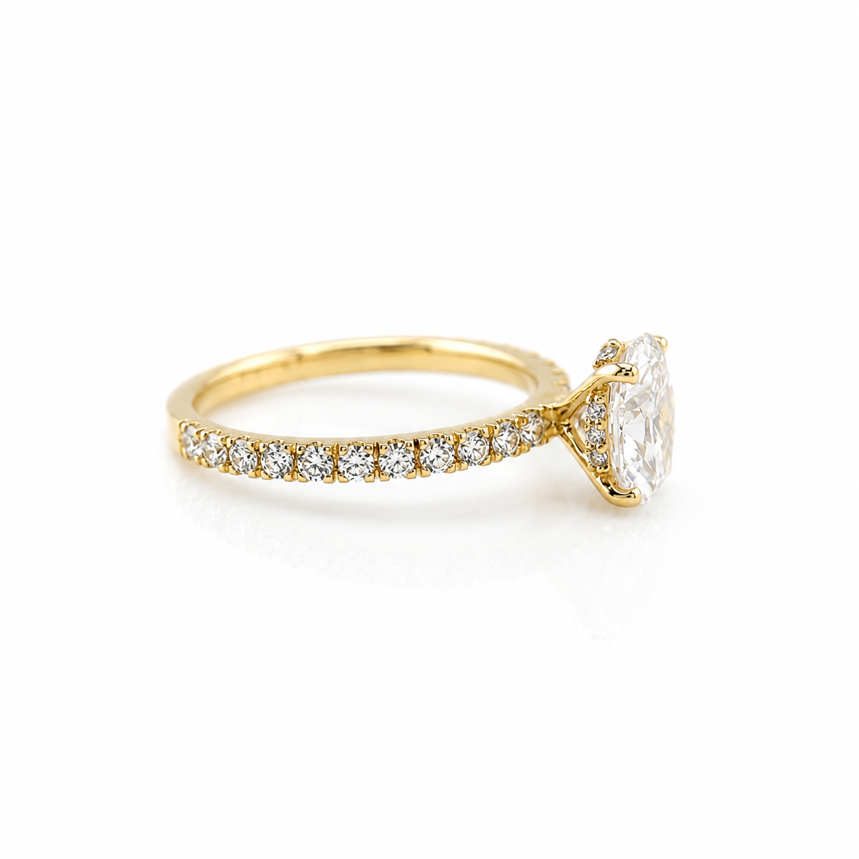 14k Gold Oval Lab Diamond Ring 1.58ct