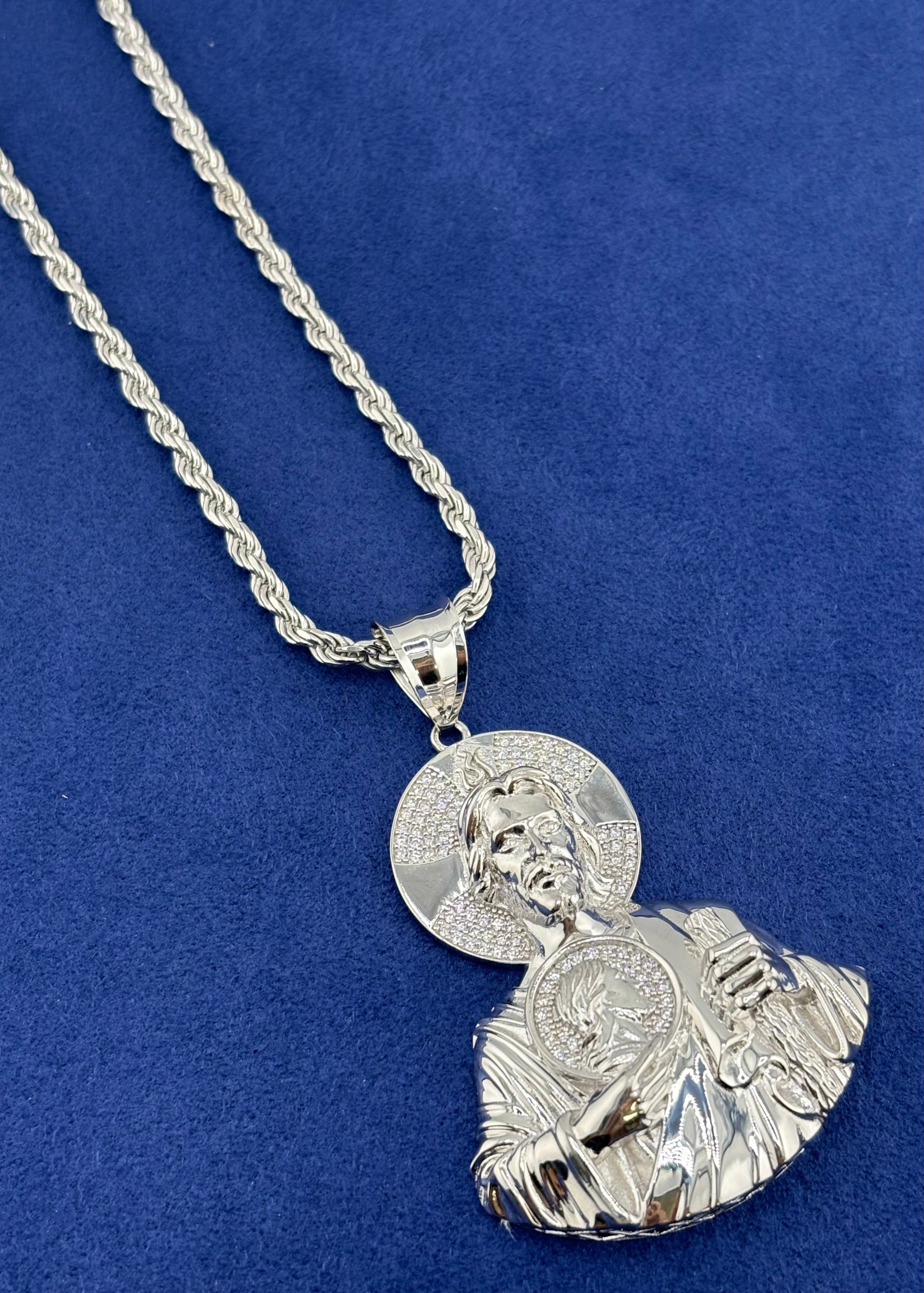 Silver 925 San Judas Half Body Chain Set