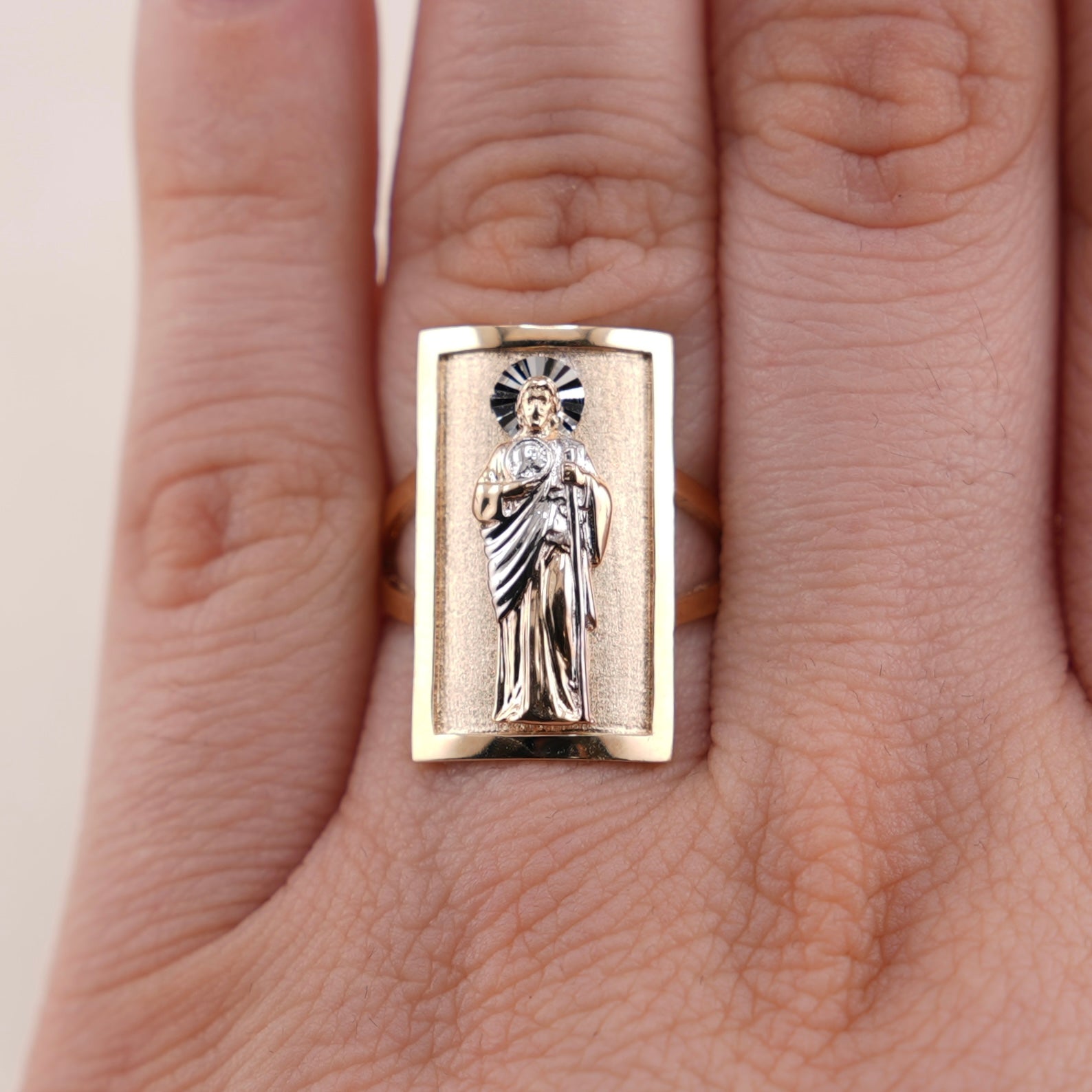 14k Gold Medium San Judas Ring
