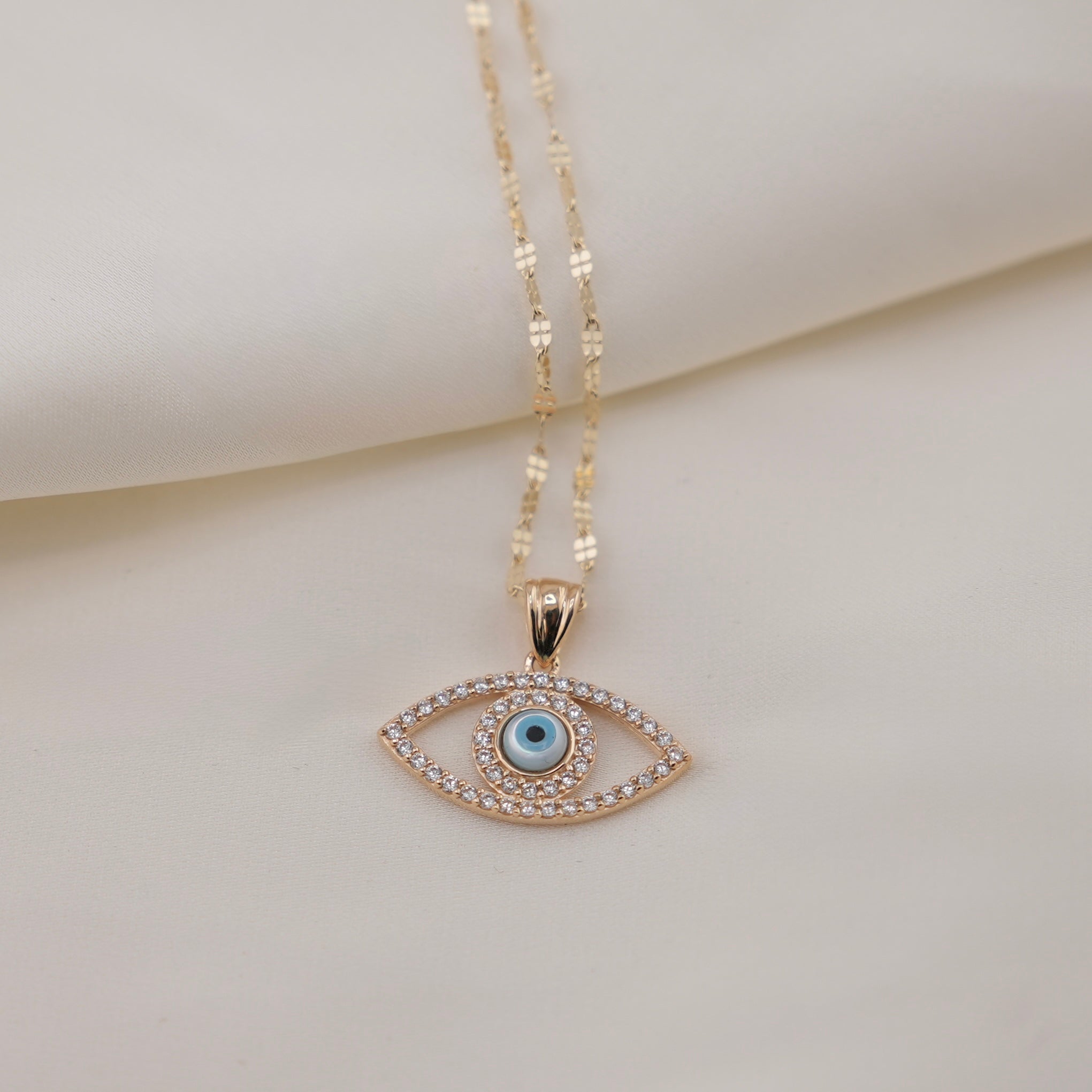 14k Gold Evil Eye Chain Set