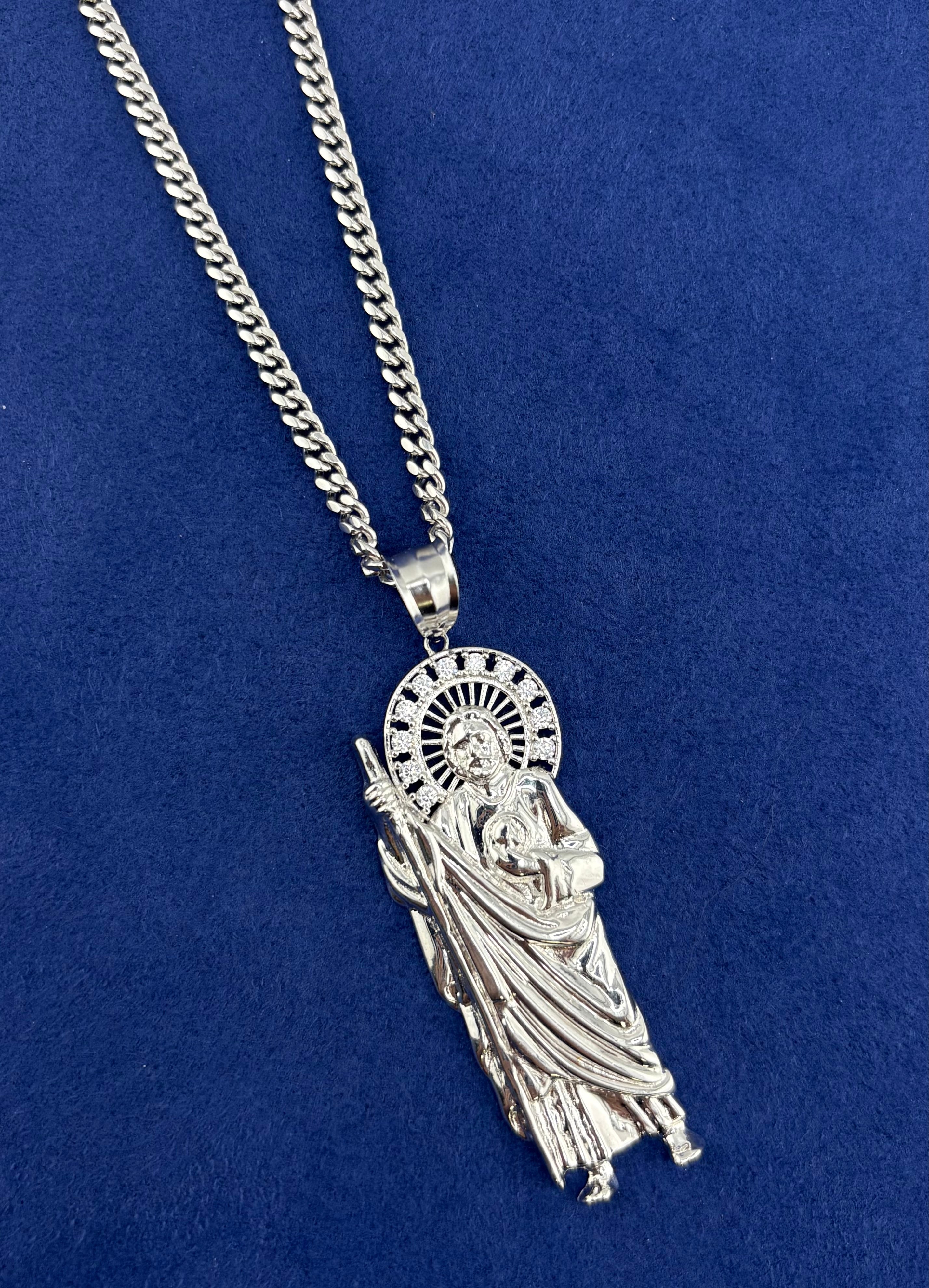 Silver 925 San judas Chain Set