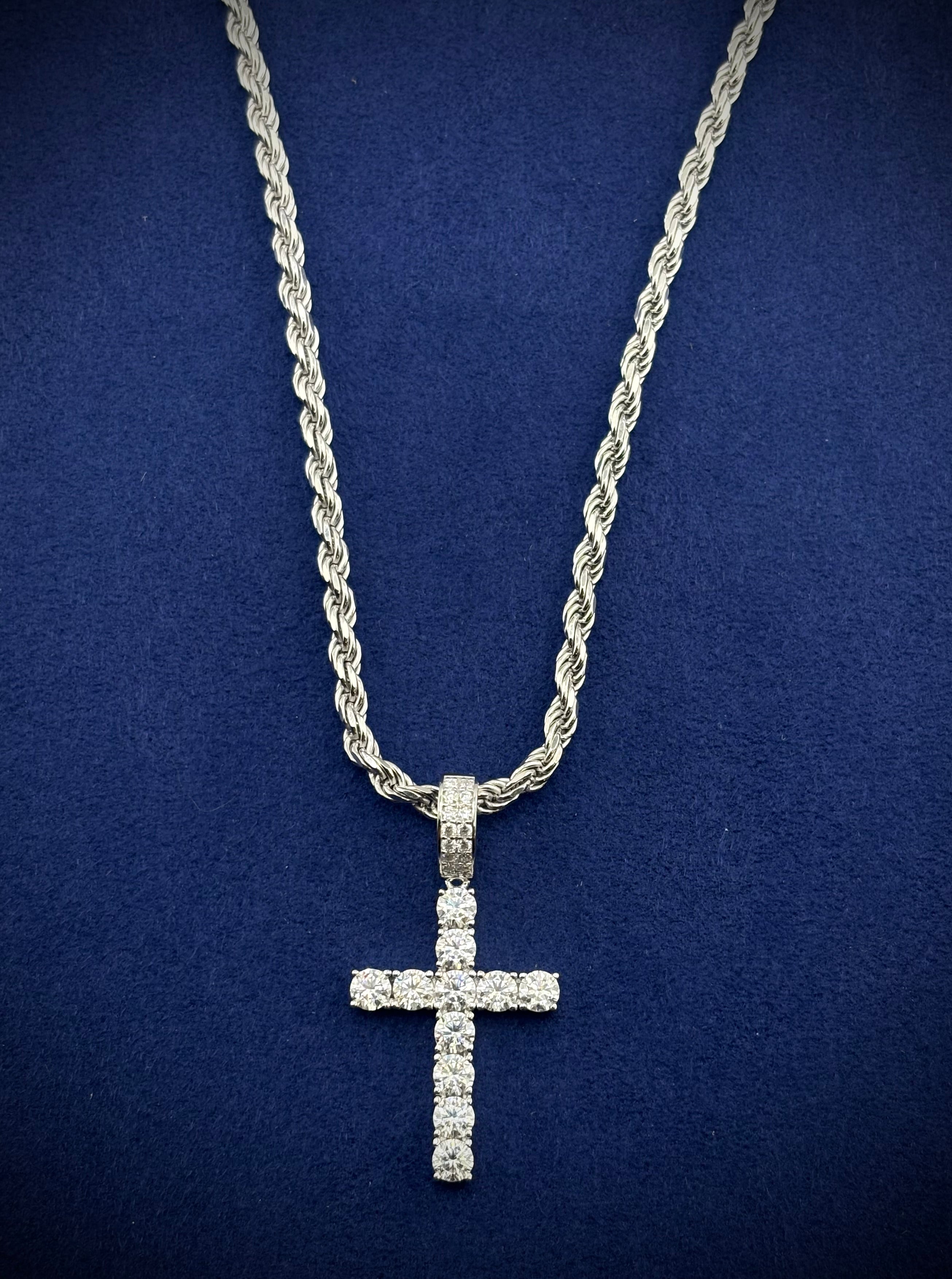 Silver 925 Moissanite Cross Chain Set
