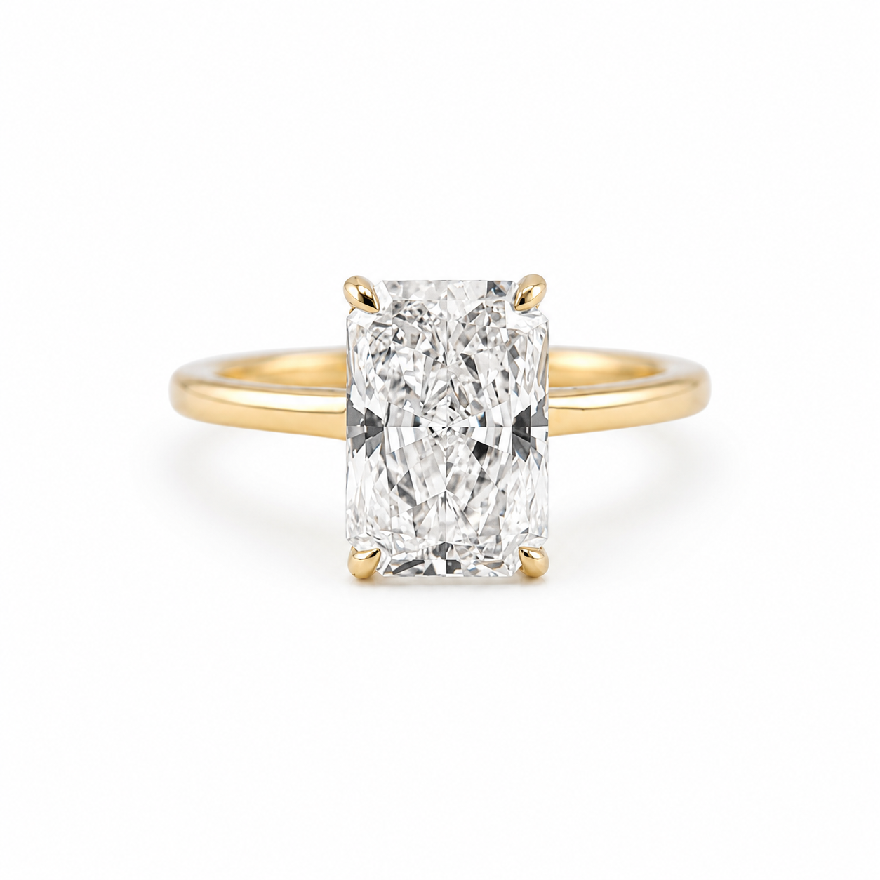 14k Gold Radiant Lab Diamond Ring 3.15ct
