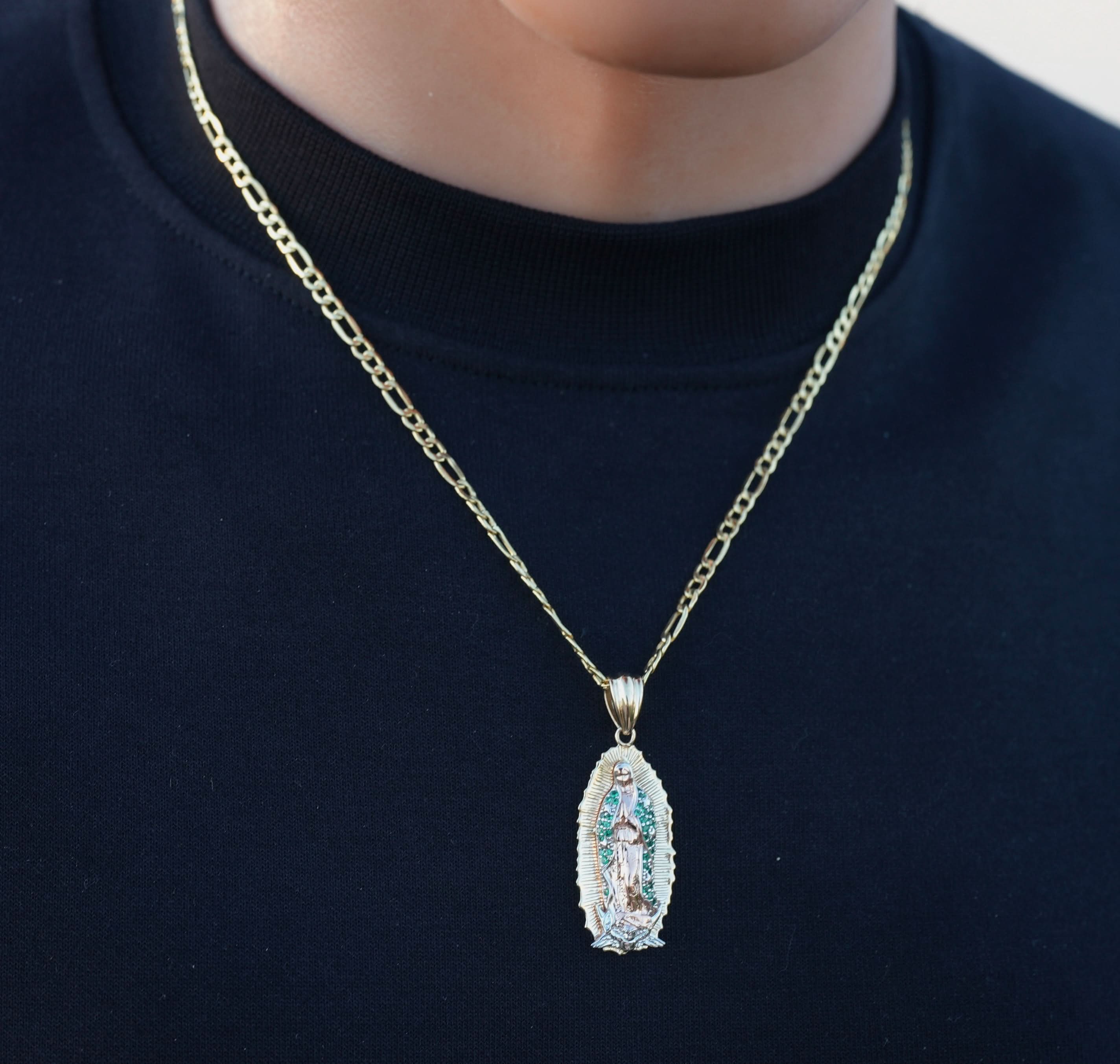 14k Gold Medium Virgencita Pendant or Chain Set