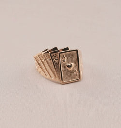 14K Gold Deck Of Cards Men's Ring