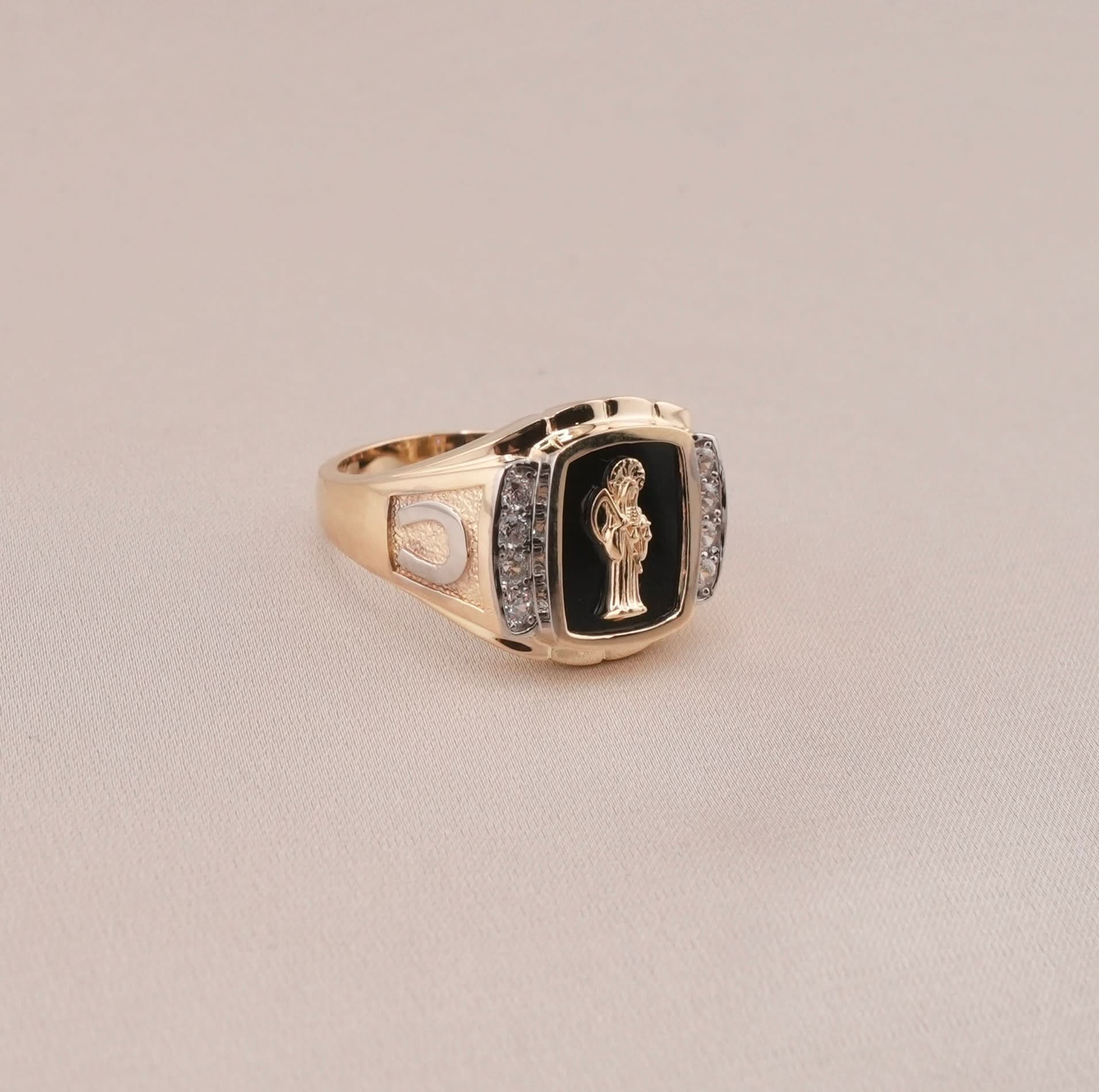 14K Gold Santa Muerte Men's Ring