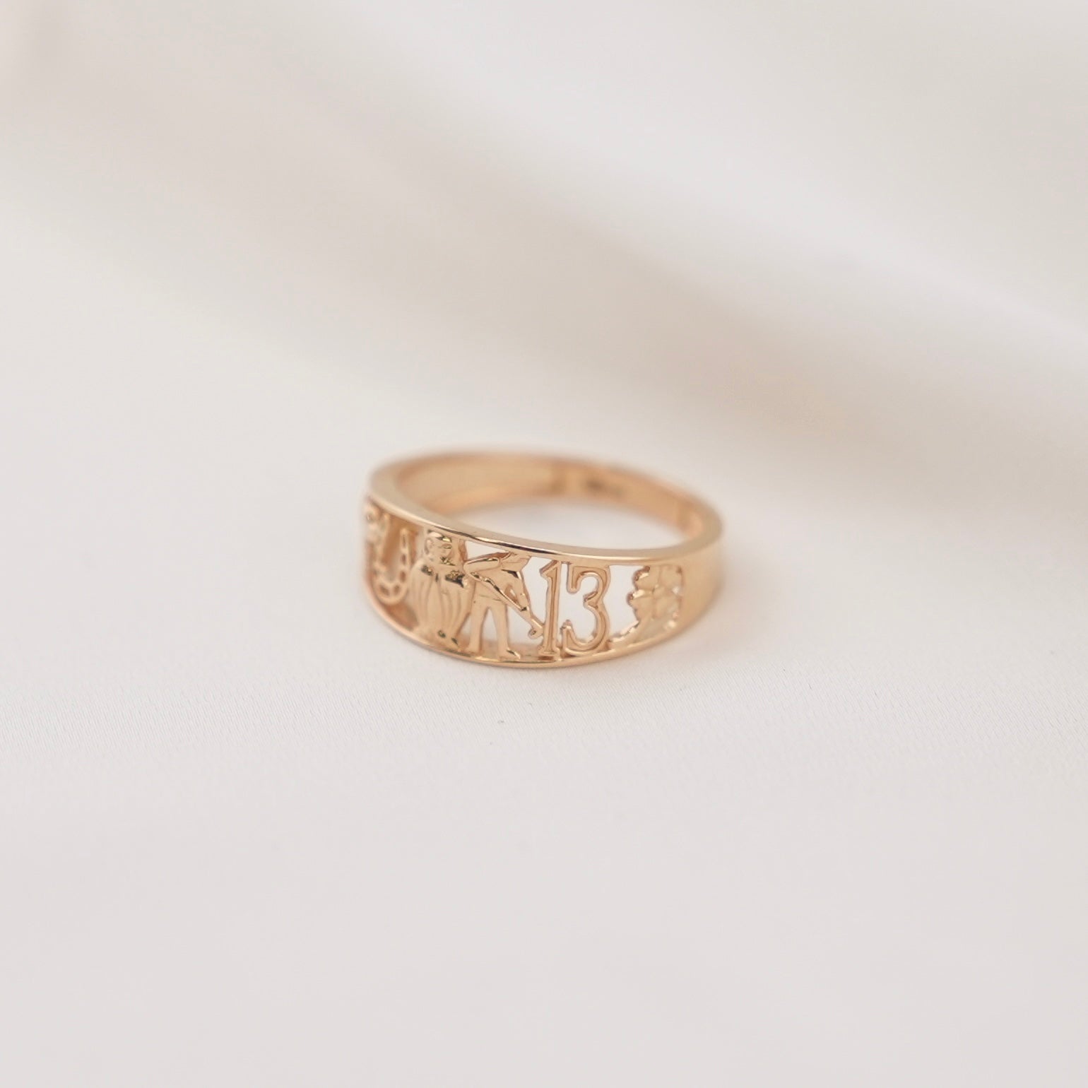 14k Gold Good Luck Ring