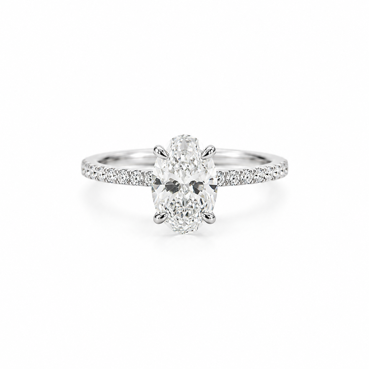 14k White Gold Oval Lab Diamond Ring 2.26ct
