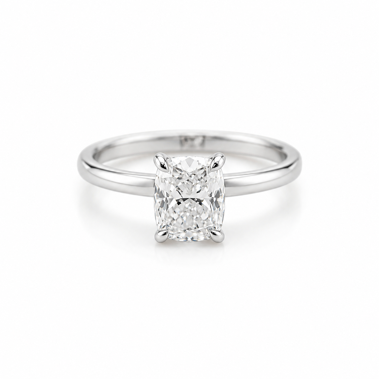 14k White Gold Cushion Lab Diamond Ring 1.65ct