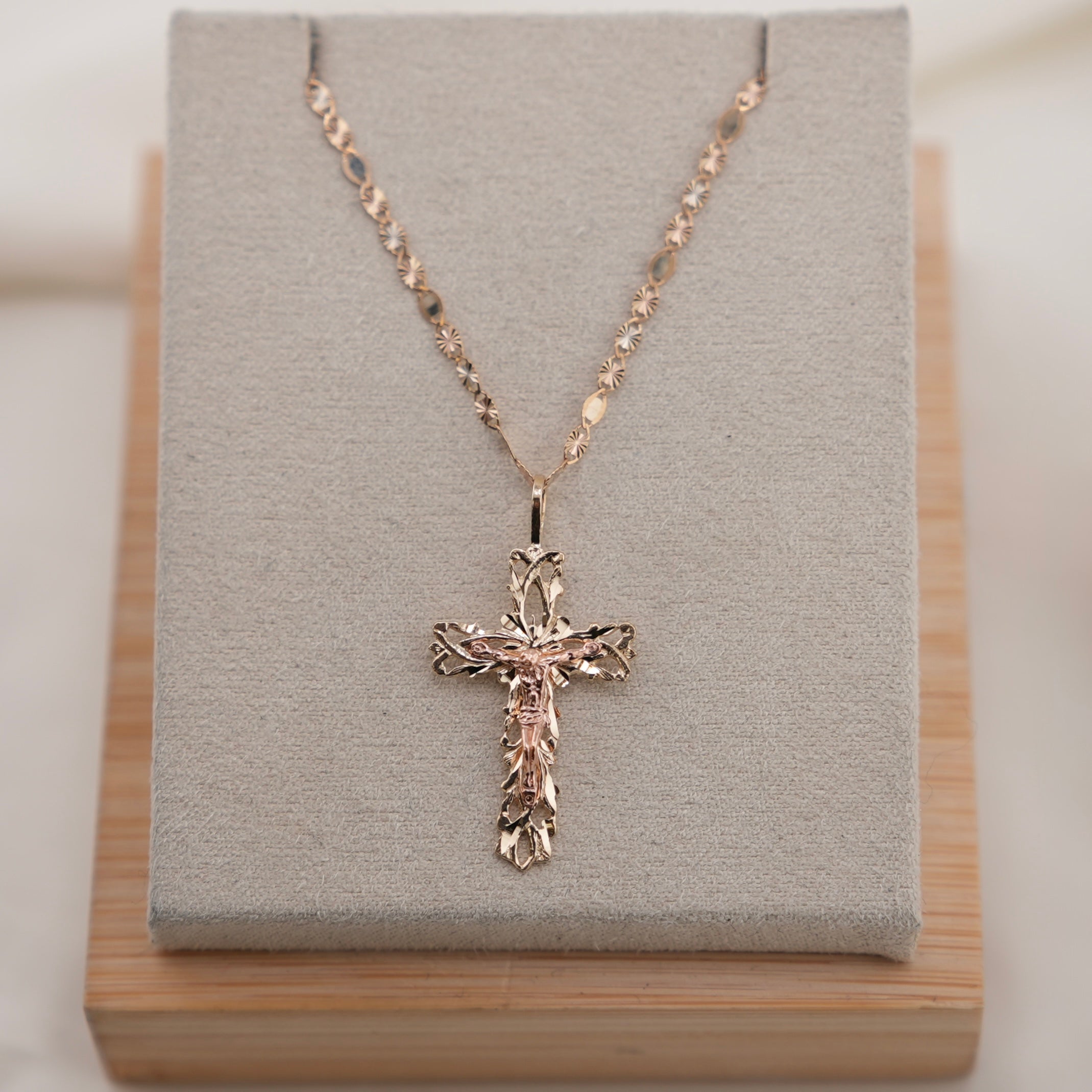 14k Gold Cross Chain Set