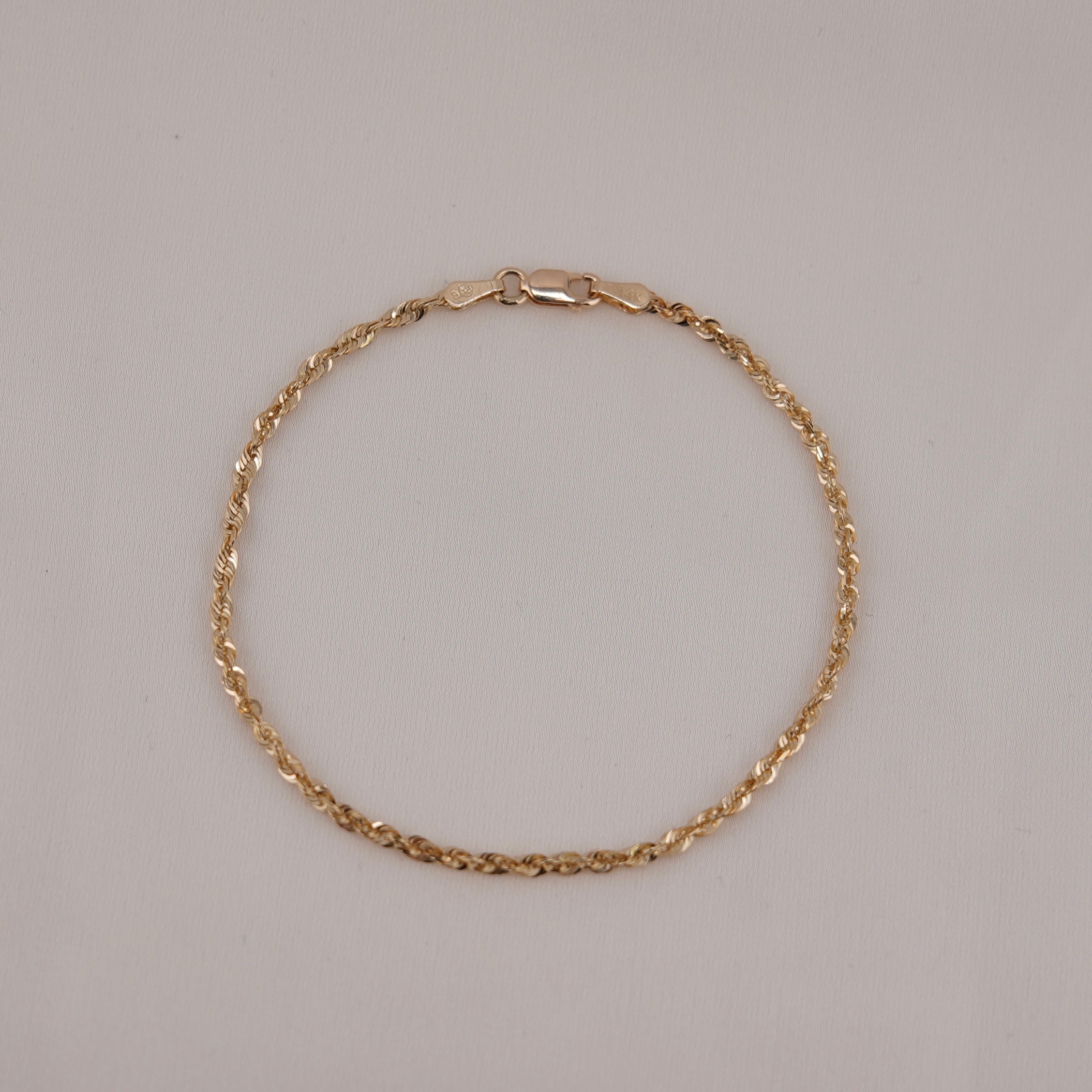 14k Gold Women’s Solid Rope Bracelet 2mm
