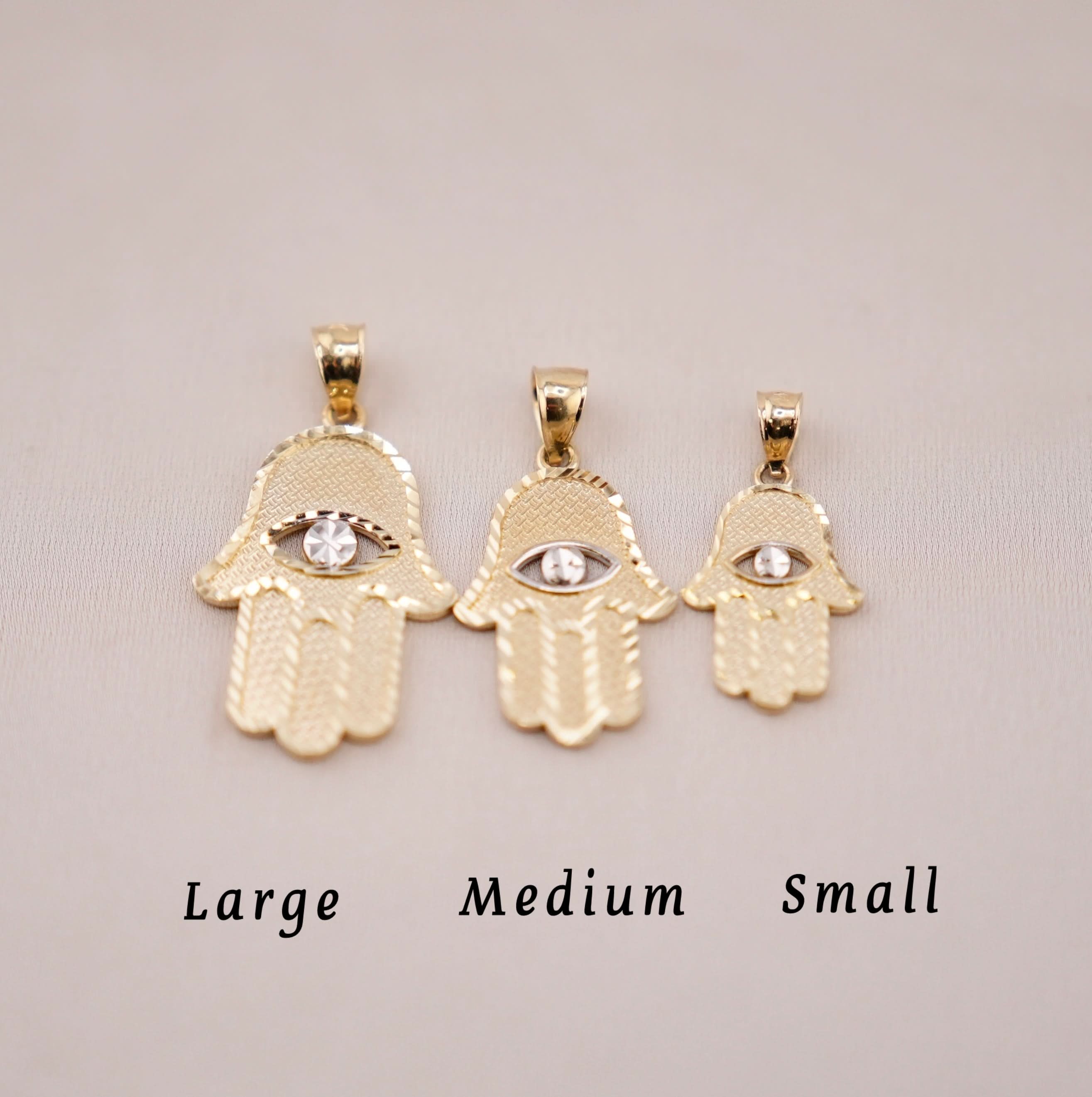 14k Gold Large Hamsa Chain Set