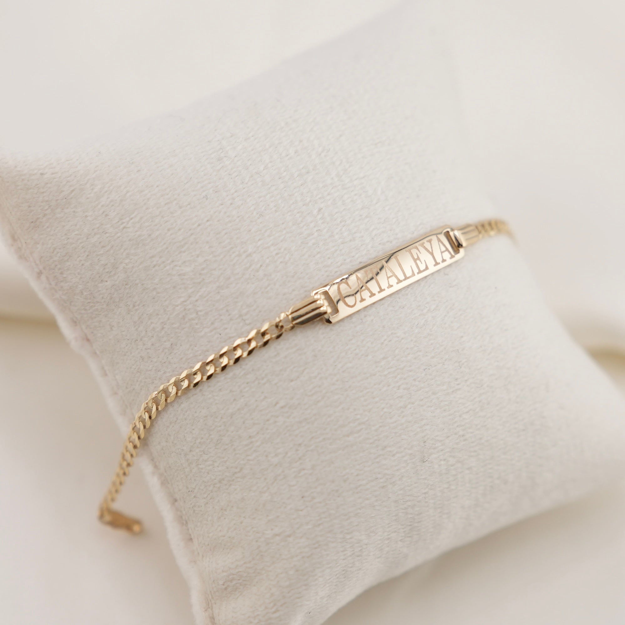 14k Gold Baby Solid ID Curb Bracelet