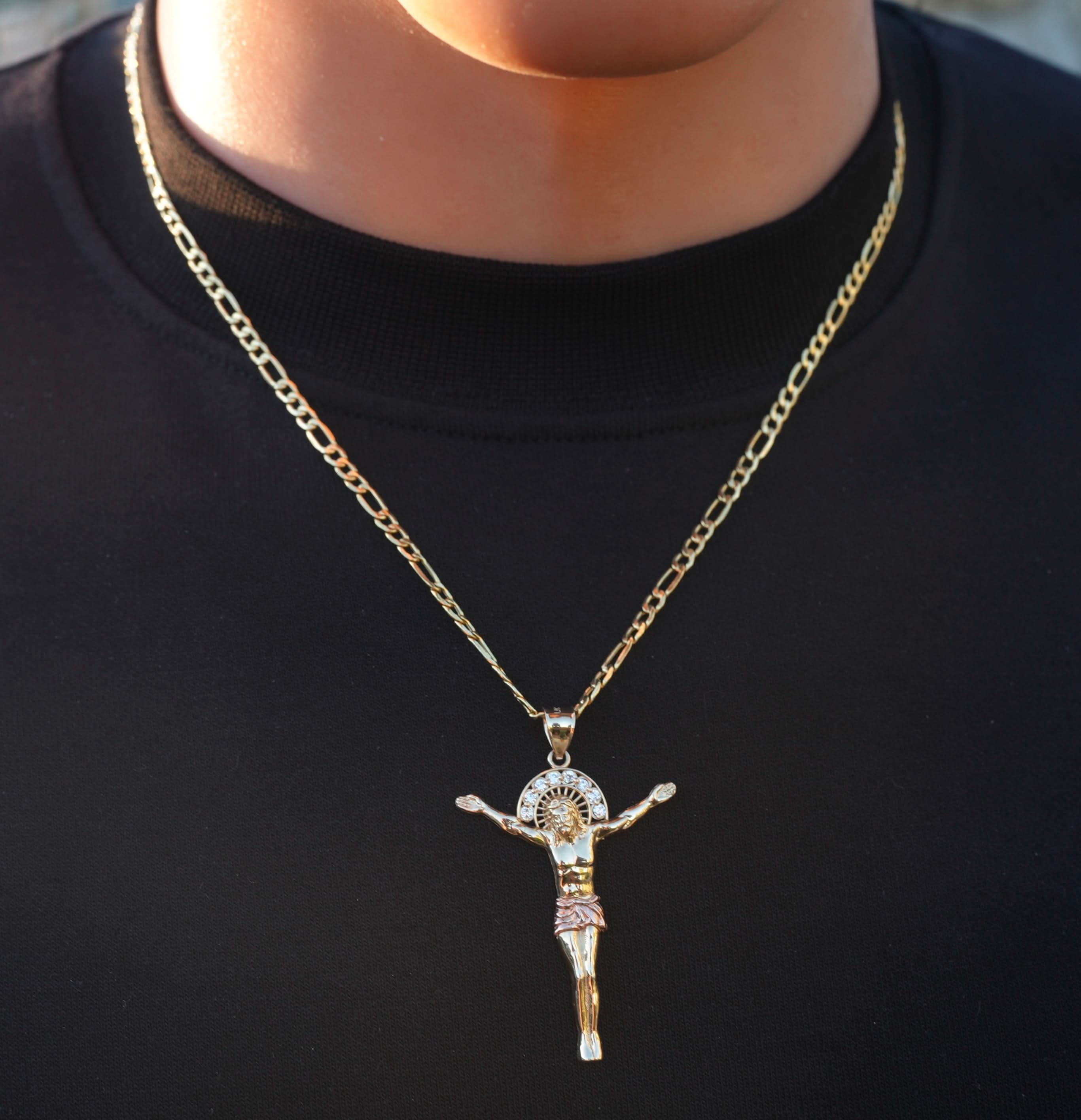 14k Gold Medium Jesus Pendant or Chain Set