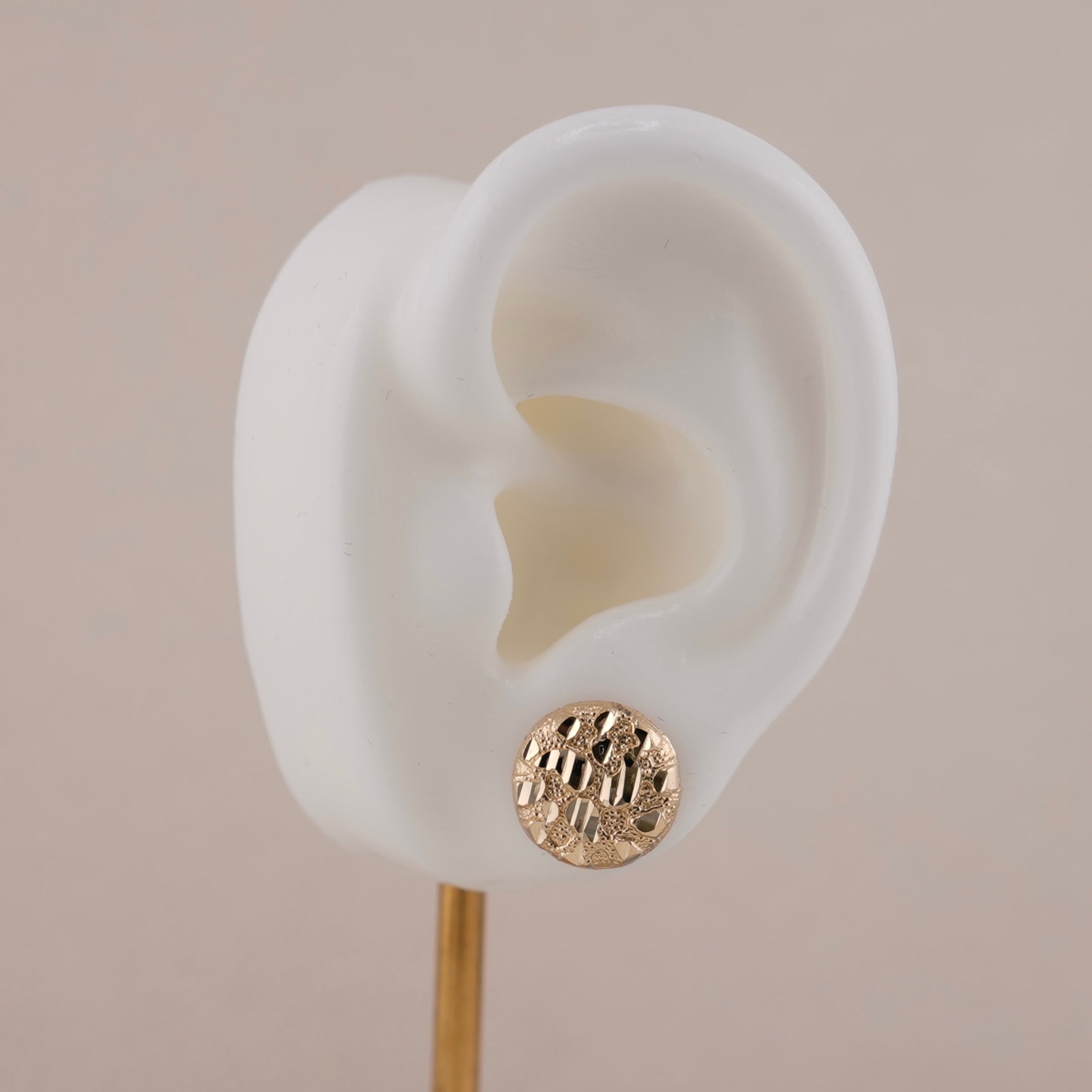 14k Gold Round Nugget Earrings