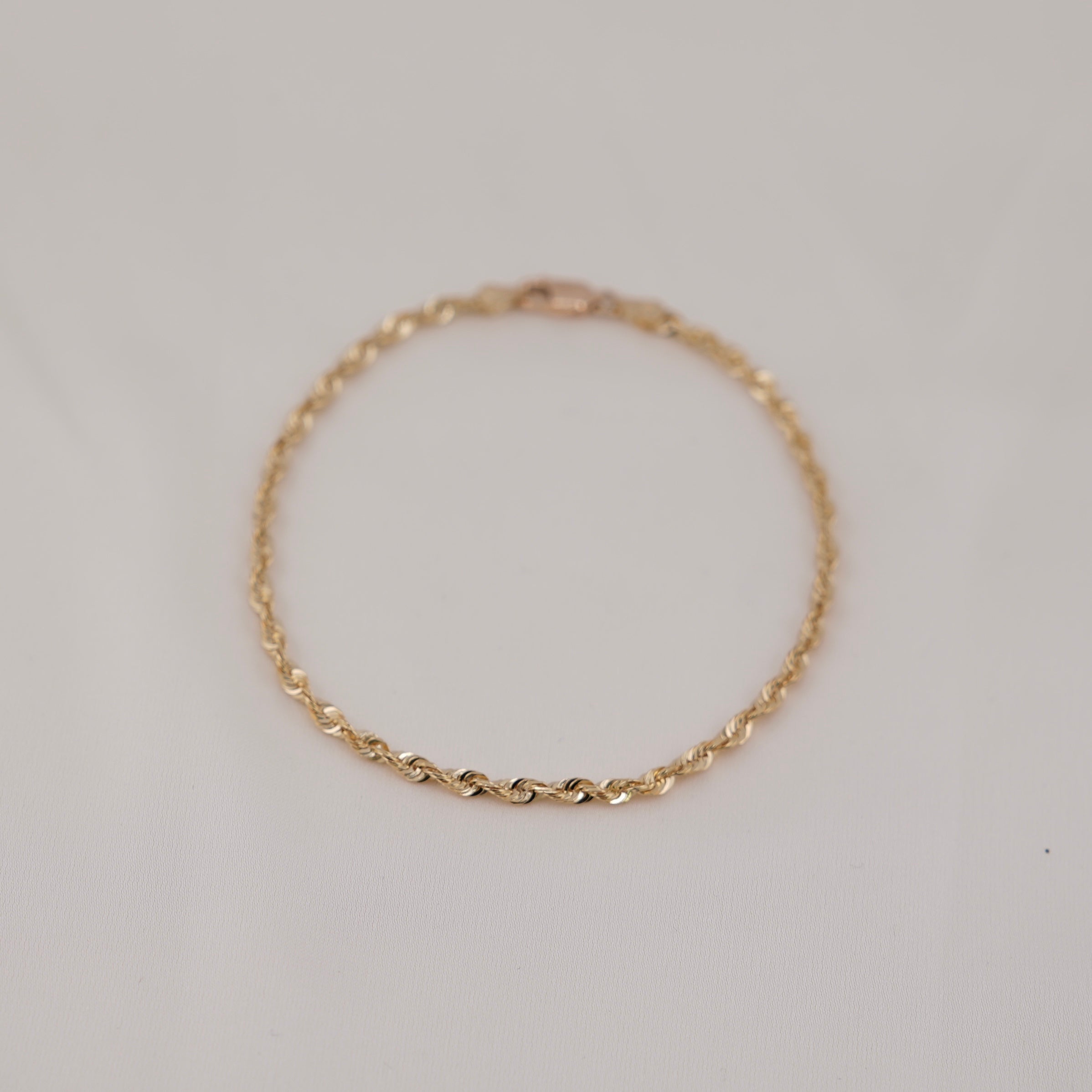 14k Gold Solid Rope Bracelet 2.7mm