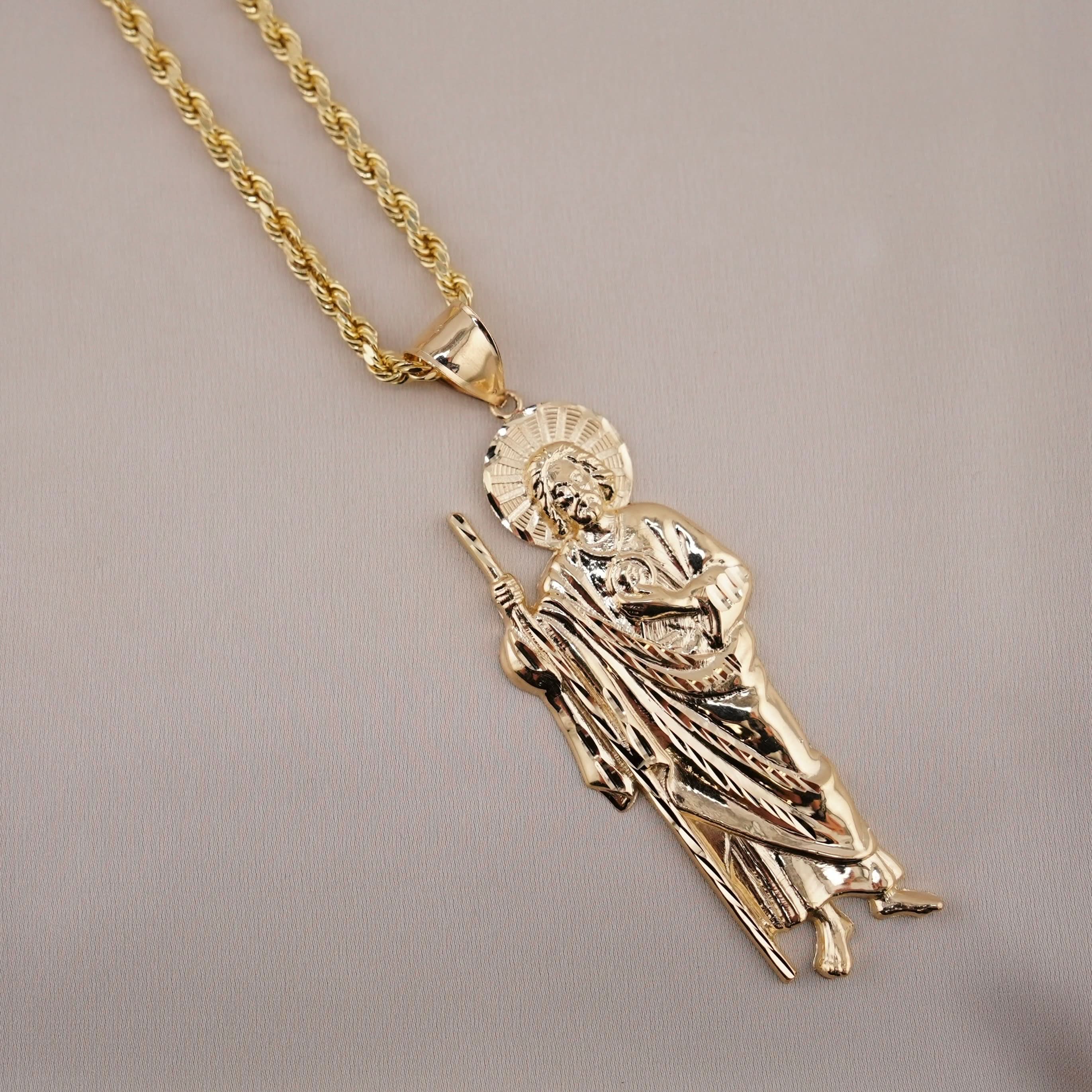 14k Gold Large San Judas Chain Set