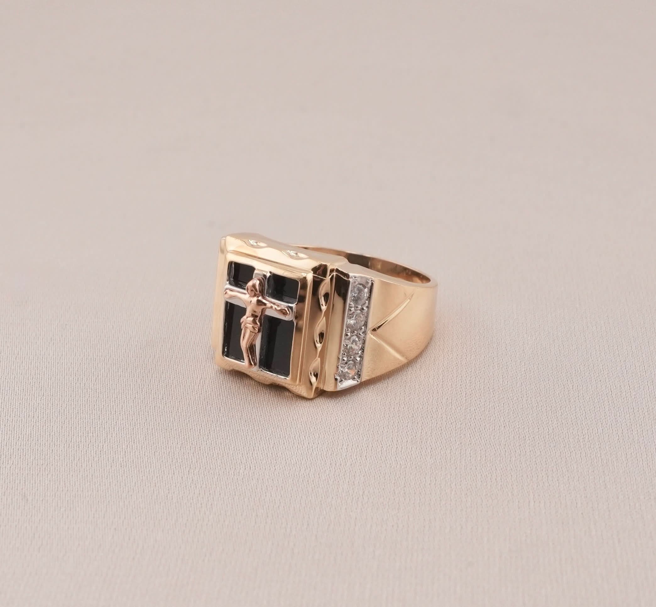 14K Gold Cross Men's Ring