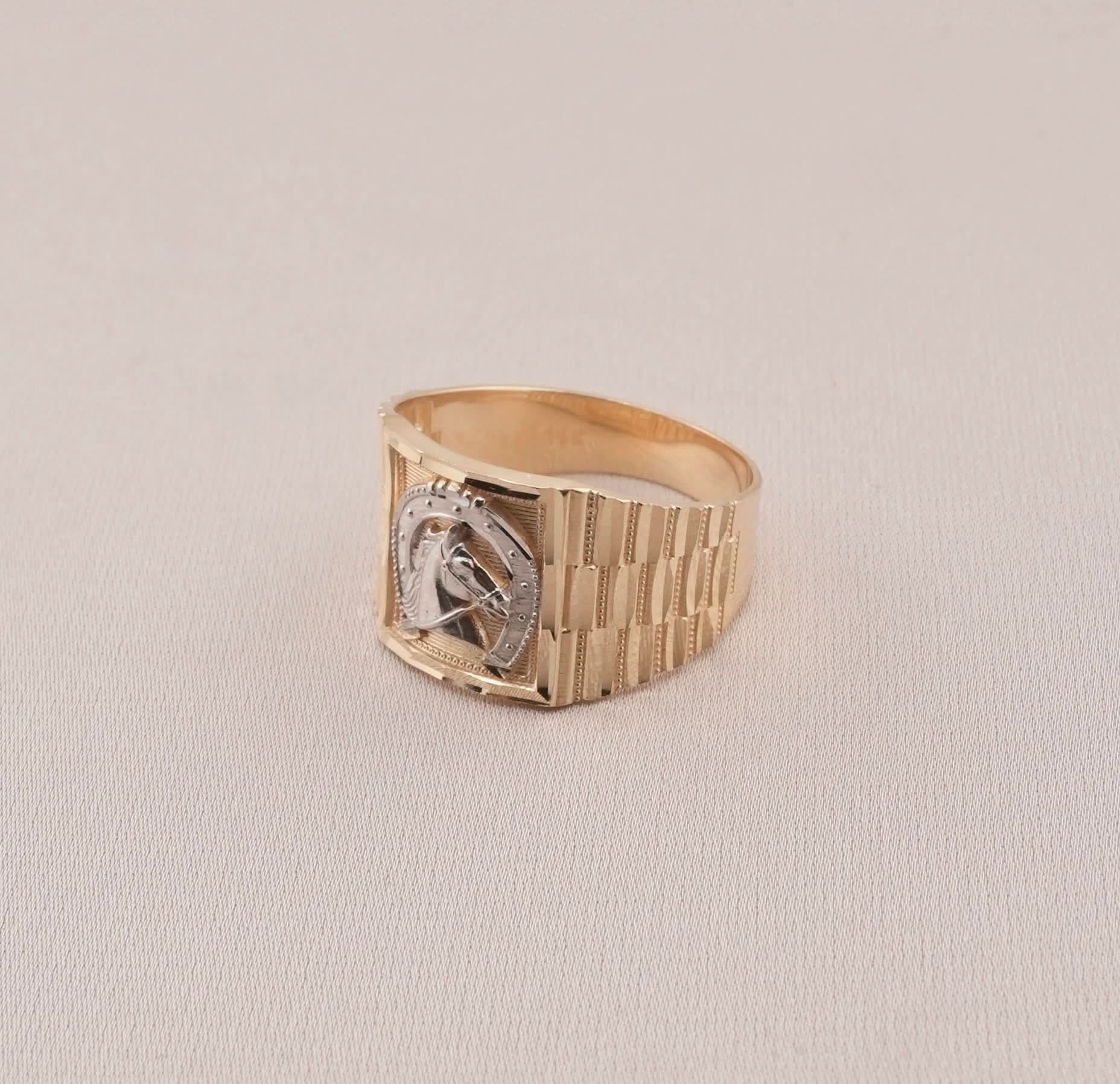 14K Gold Horse Men's Ring