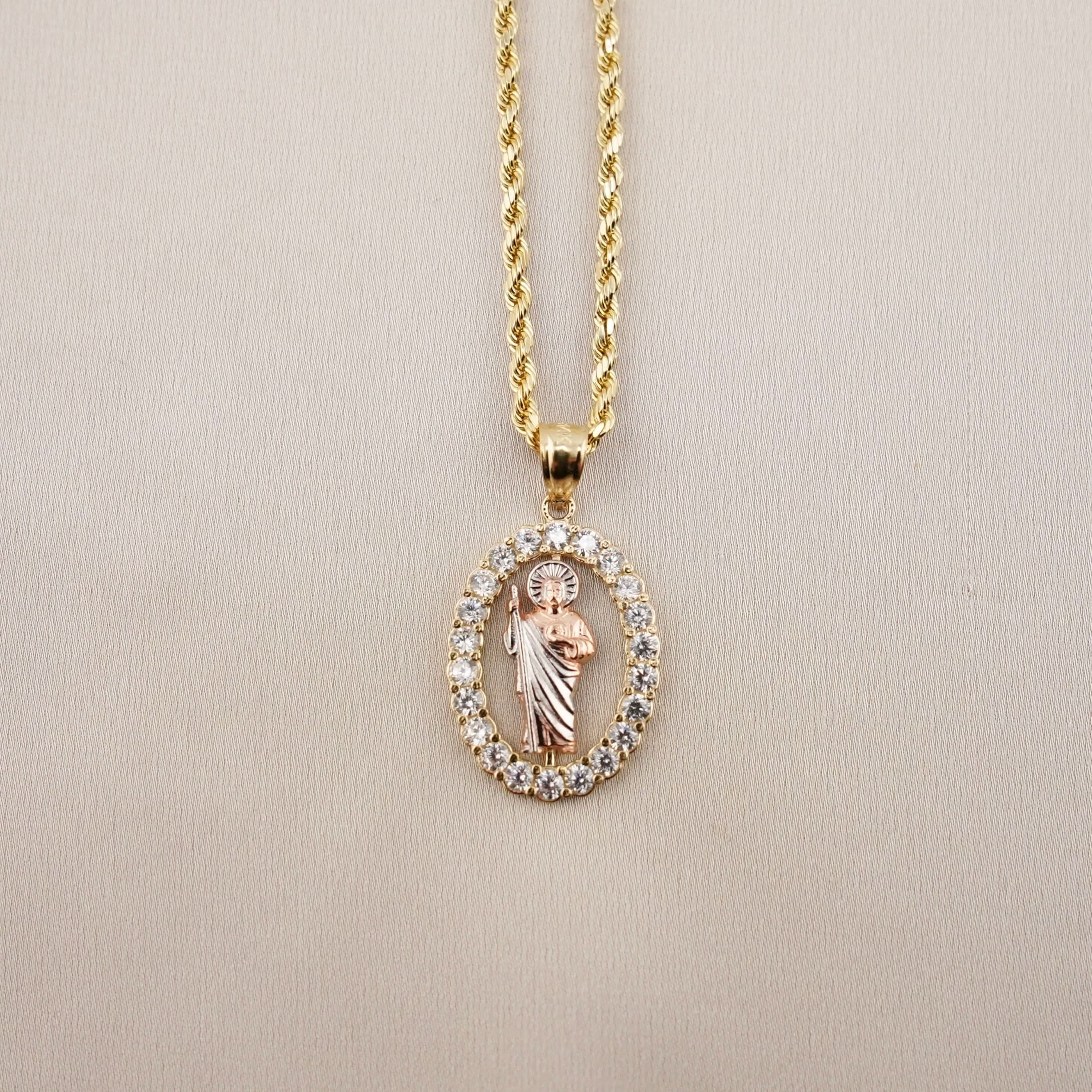 14k Gold San Judas Chain Set