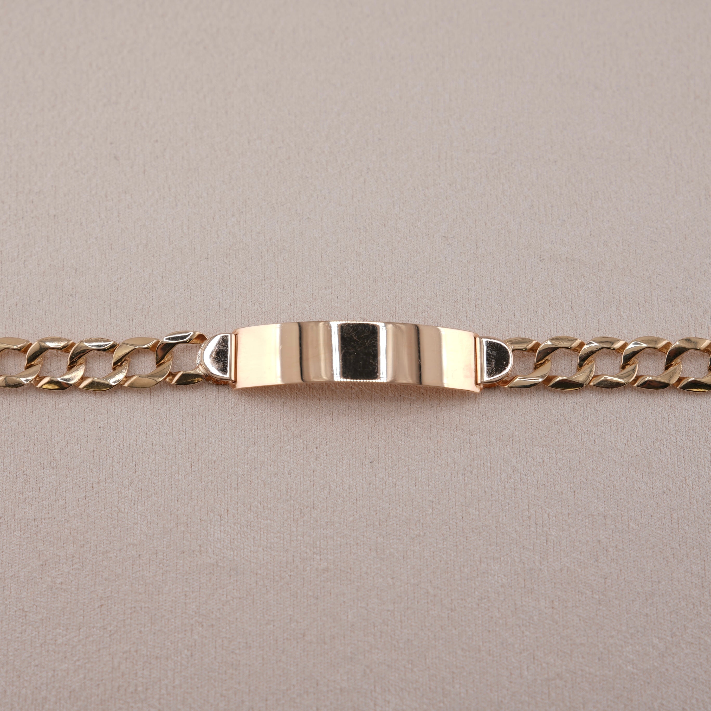 14k Gold Hollow Curb ID Bracelet