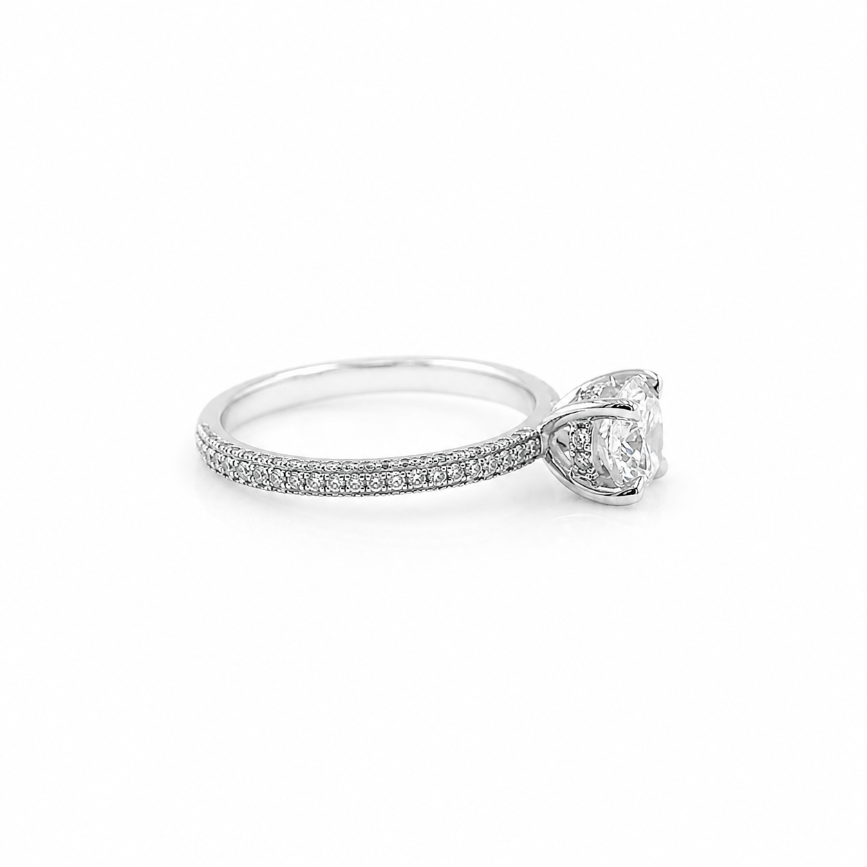 14k White Gold Round Lab Diamond Ring 1ct