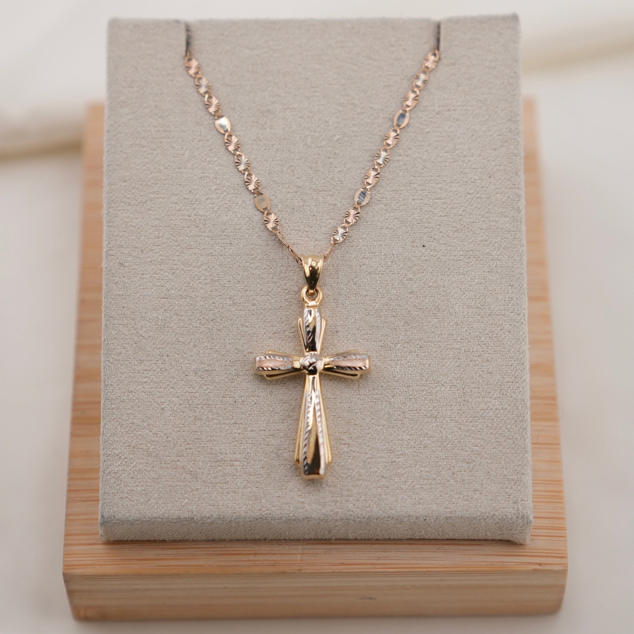 14k Gold Double Sided Cross Chain Set