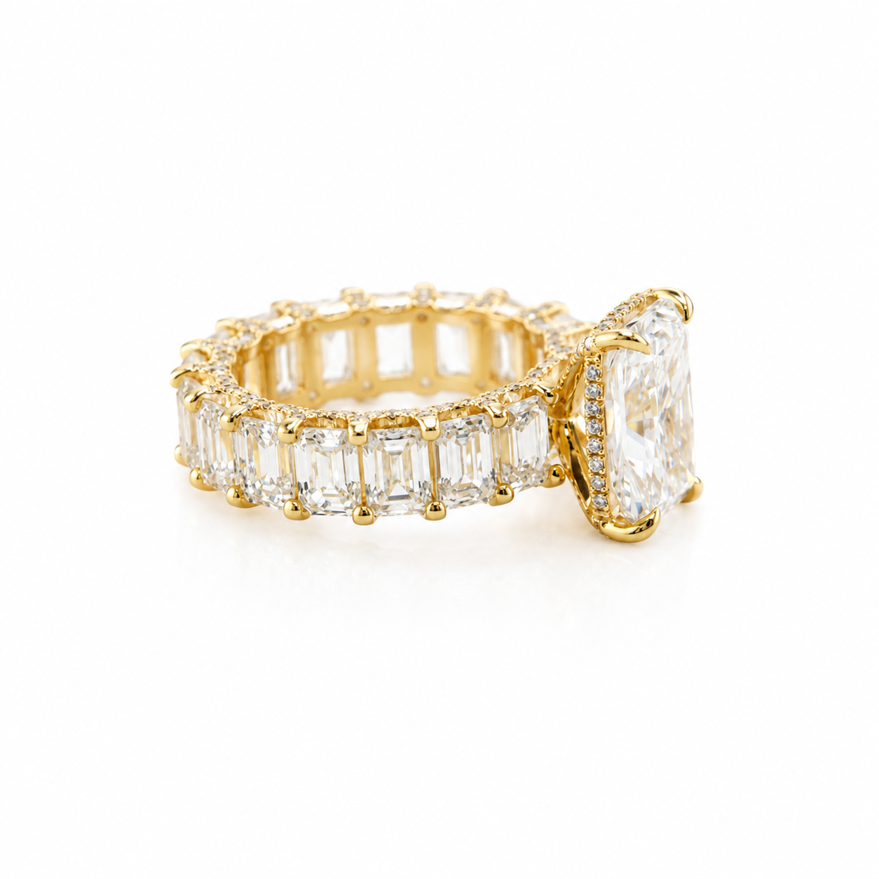 14k Gold Custom Radiant Lab Diamond Ring 5.32ct