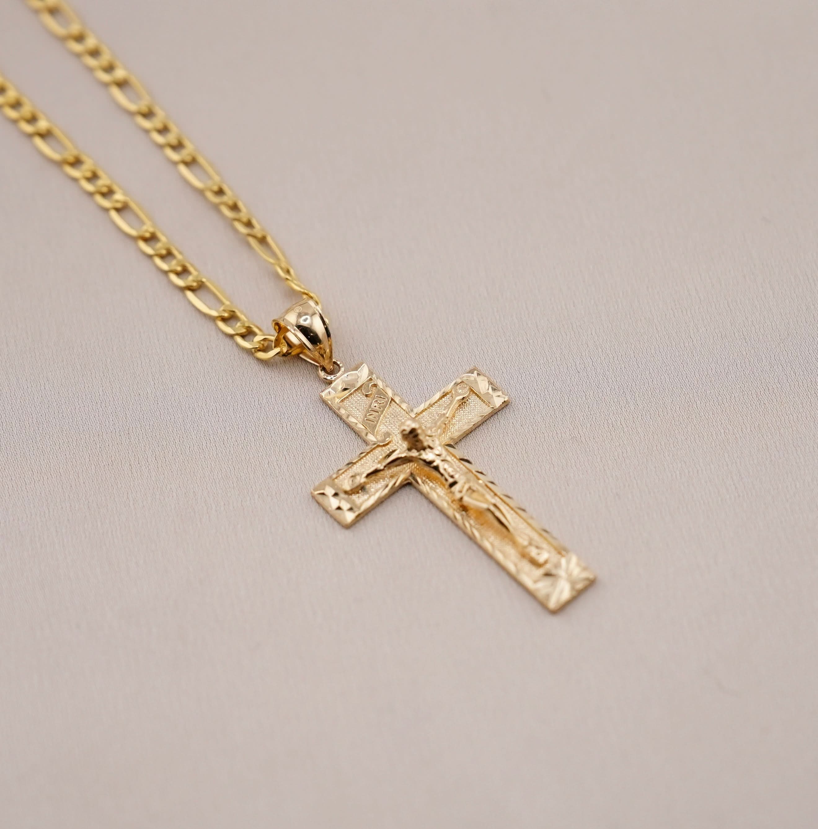 14k Gold Cross Chain Set