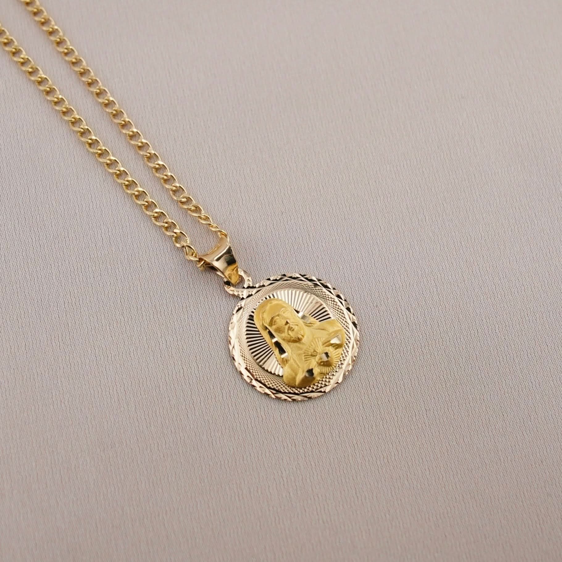 14k Gold Jesus Chain Set