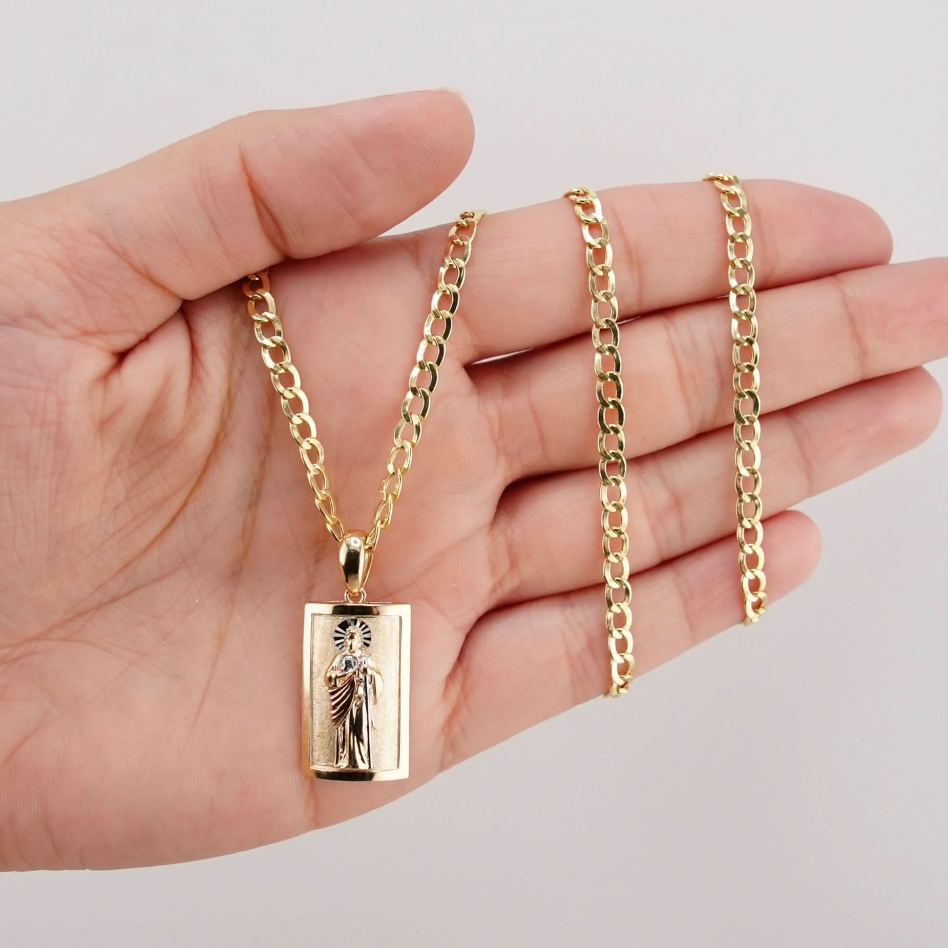 14k Gold San Judas Chain Set