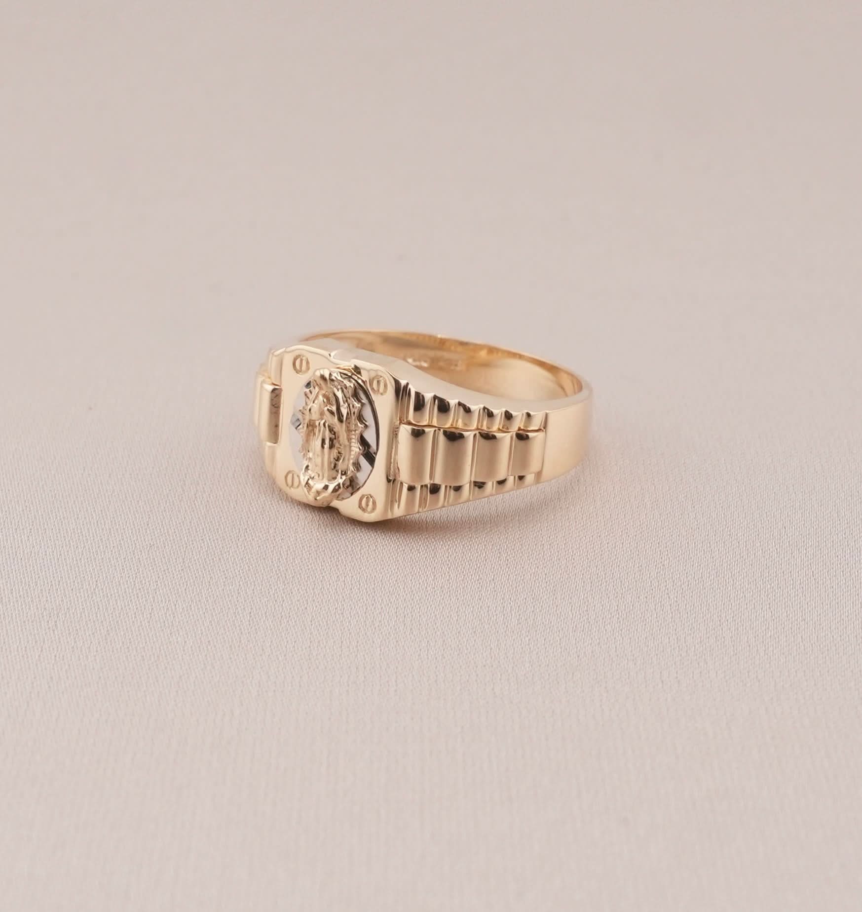 14K Gold Virgencita Men's Ring
