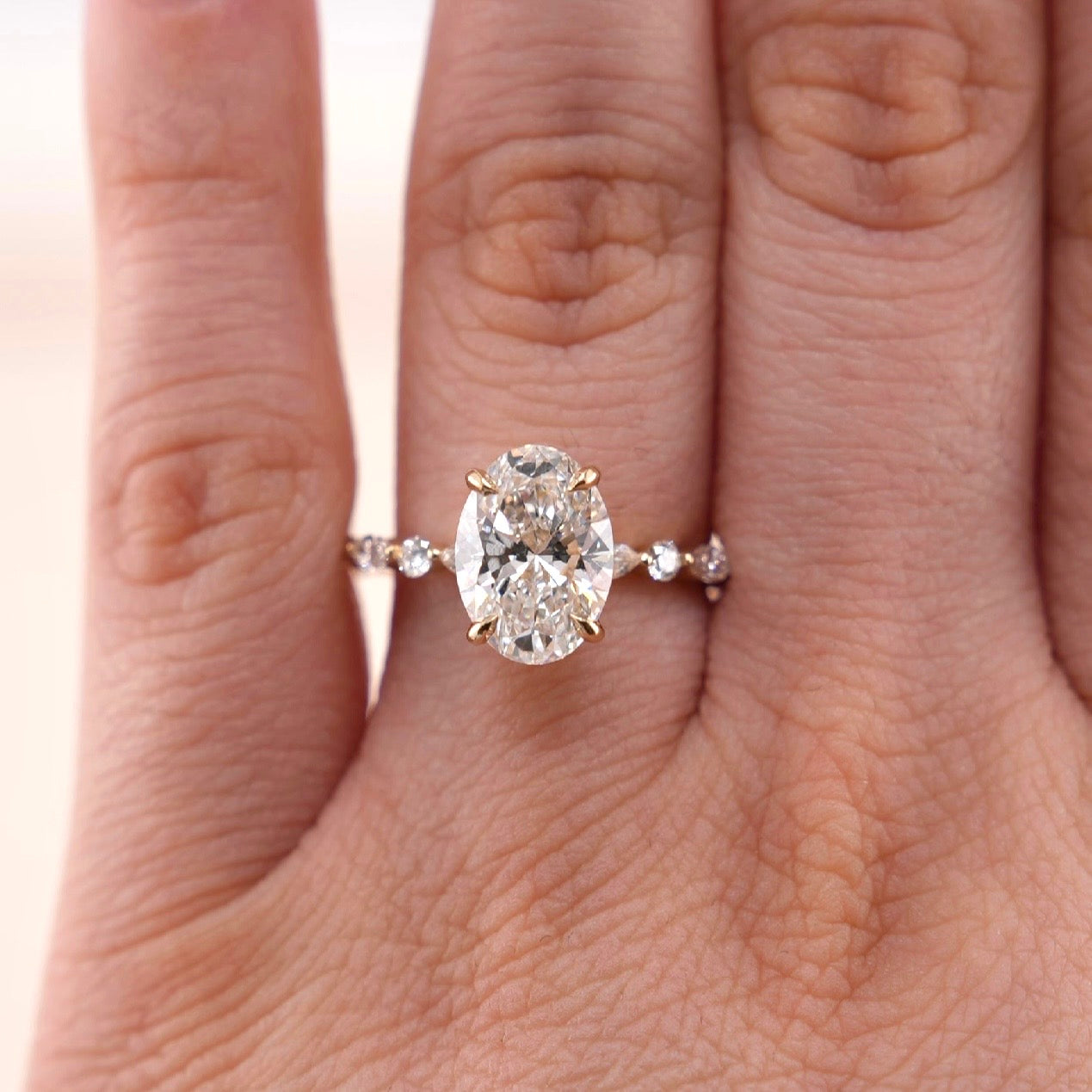 14k Gold Oval Lab Diamond Ring 3.09ct