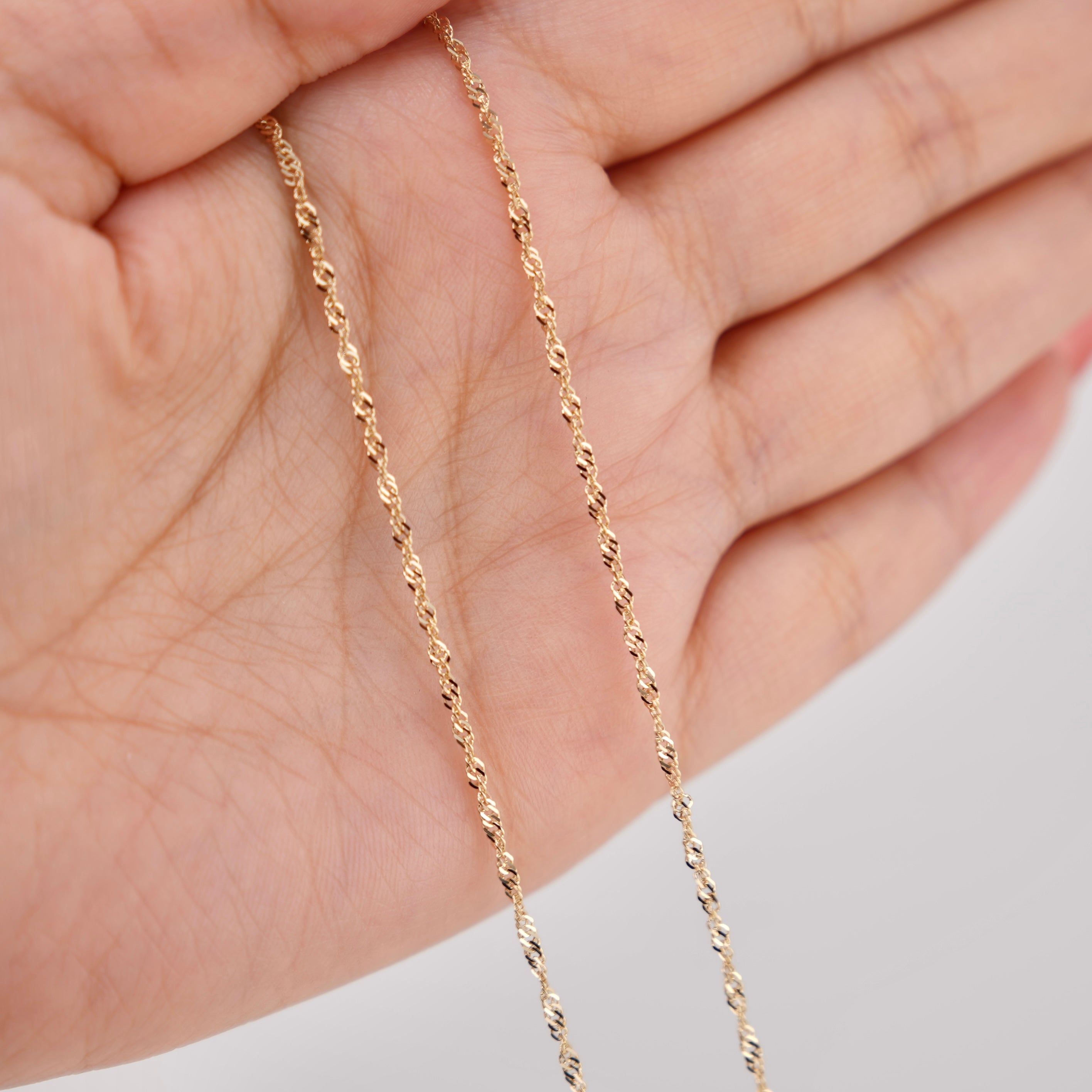 14k Gold Solid Singapore Chain 1.5mm
