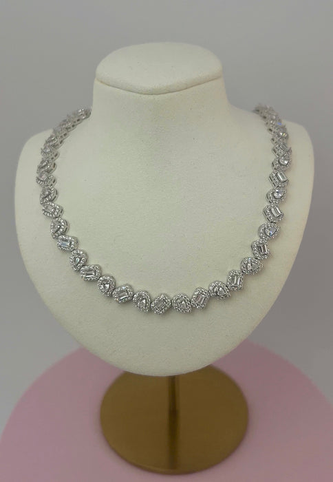 925 Silver Teardrop & Baguette Necklace