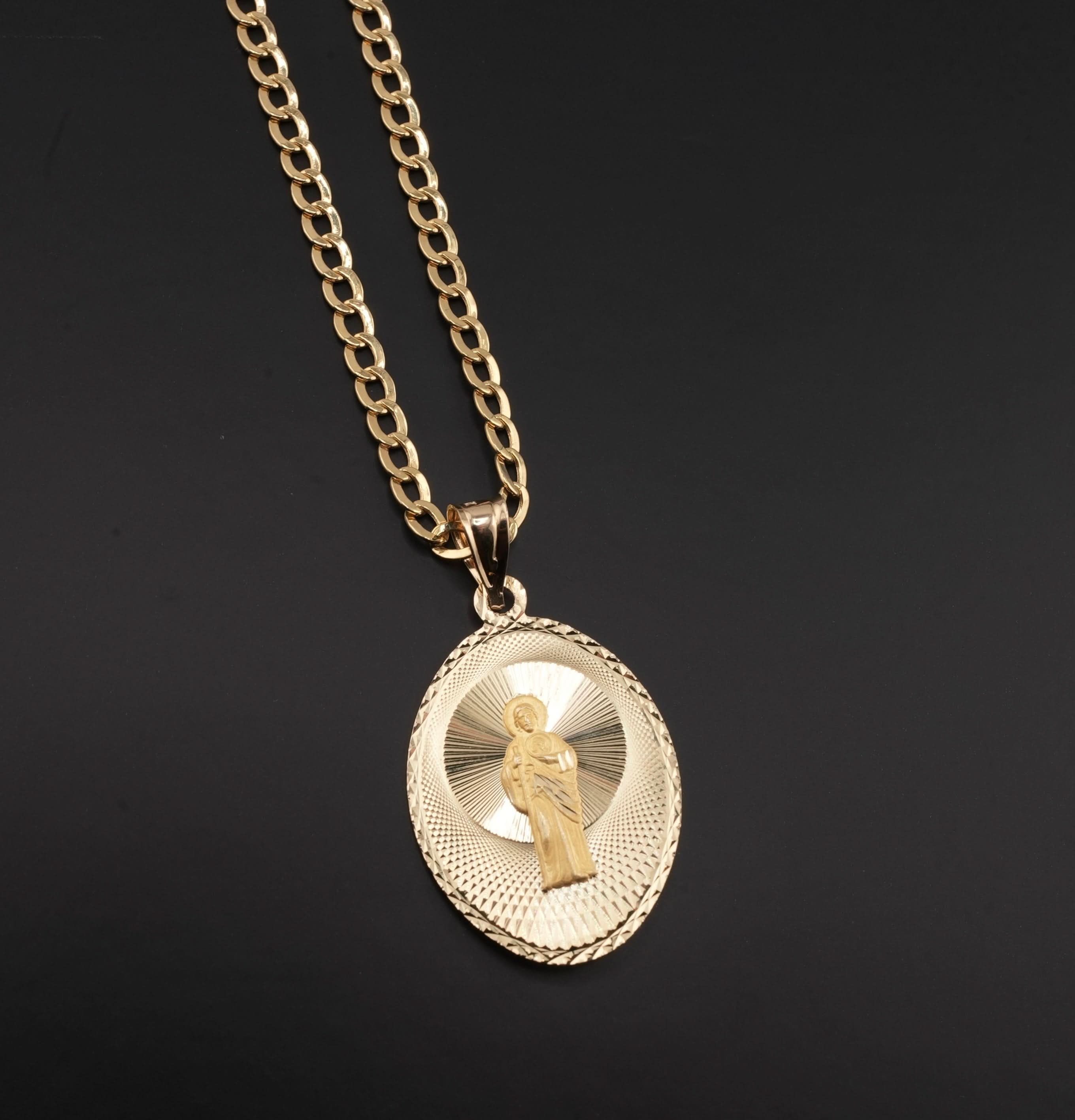 14k Gold Double Sided Virgencita & San Judas Chain Set