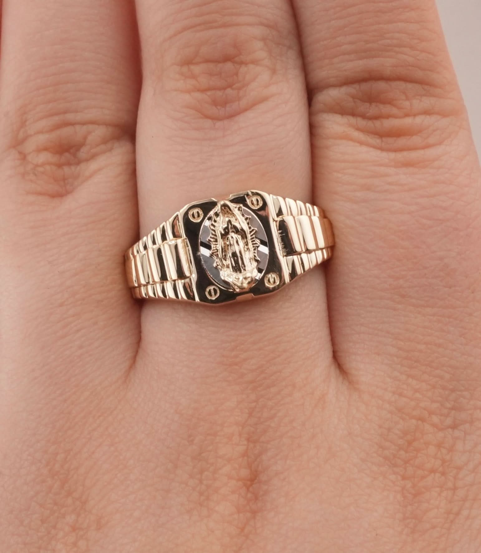 14K Gold Virgencita Men's Ring